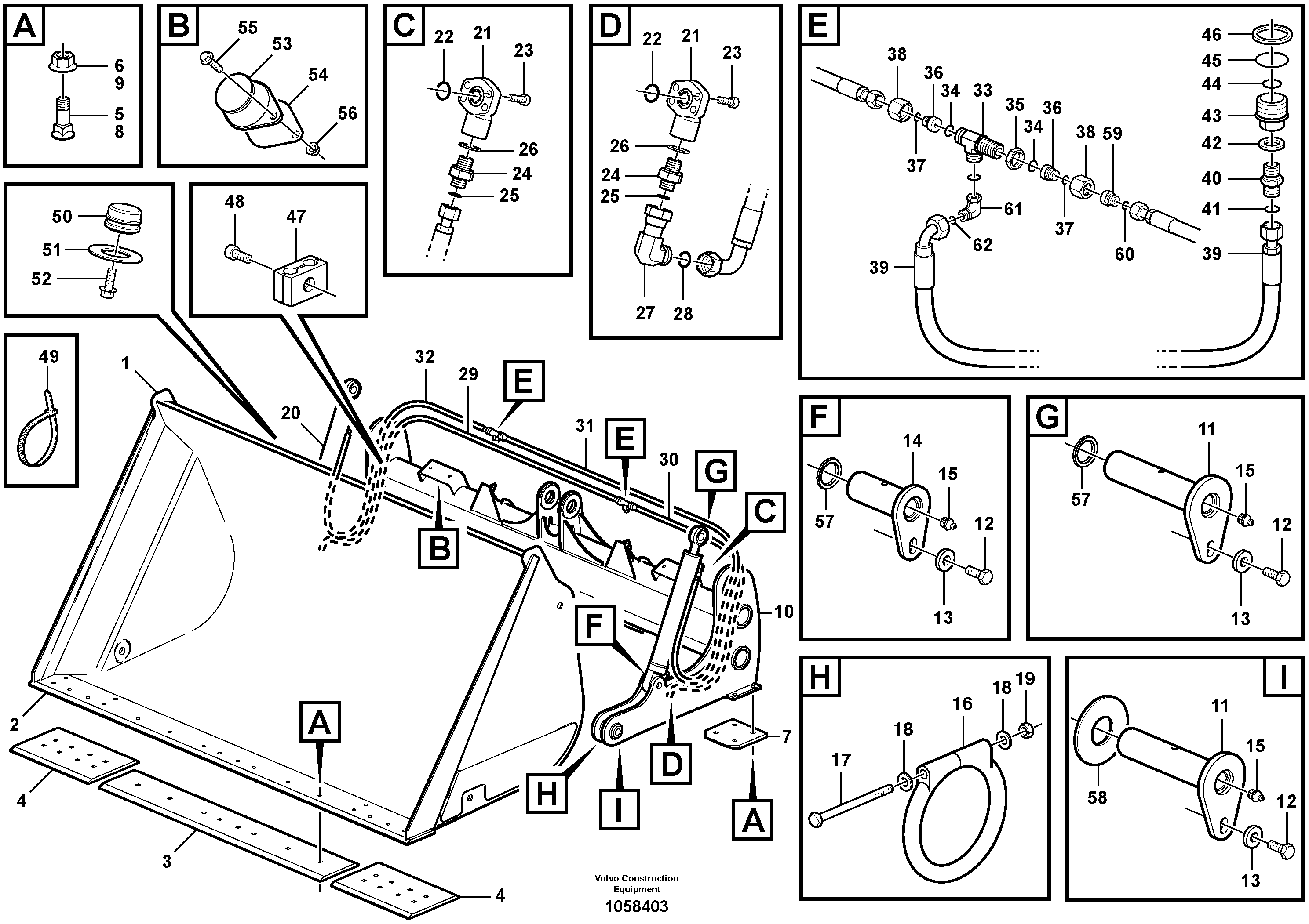 Схема запчастей Volvo L60F - 99829 High-tipping bucket ATTACHMENTS ATTACHMENTS WHEEL LOADERS GEN. F