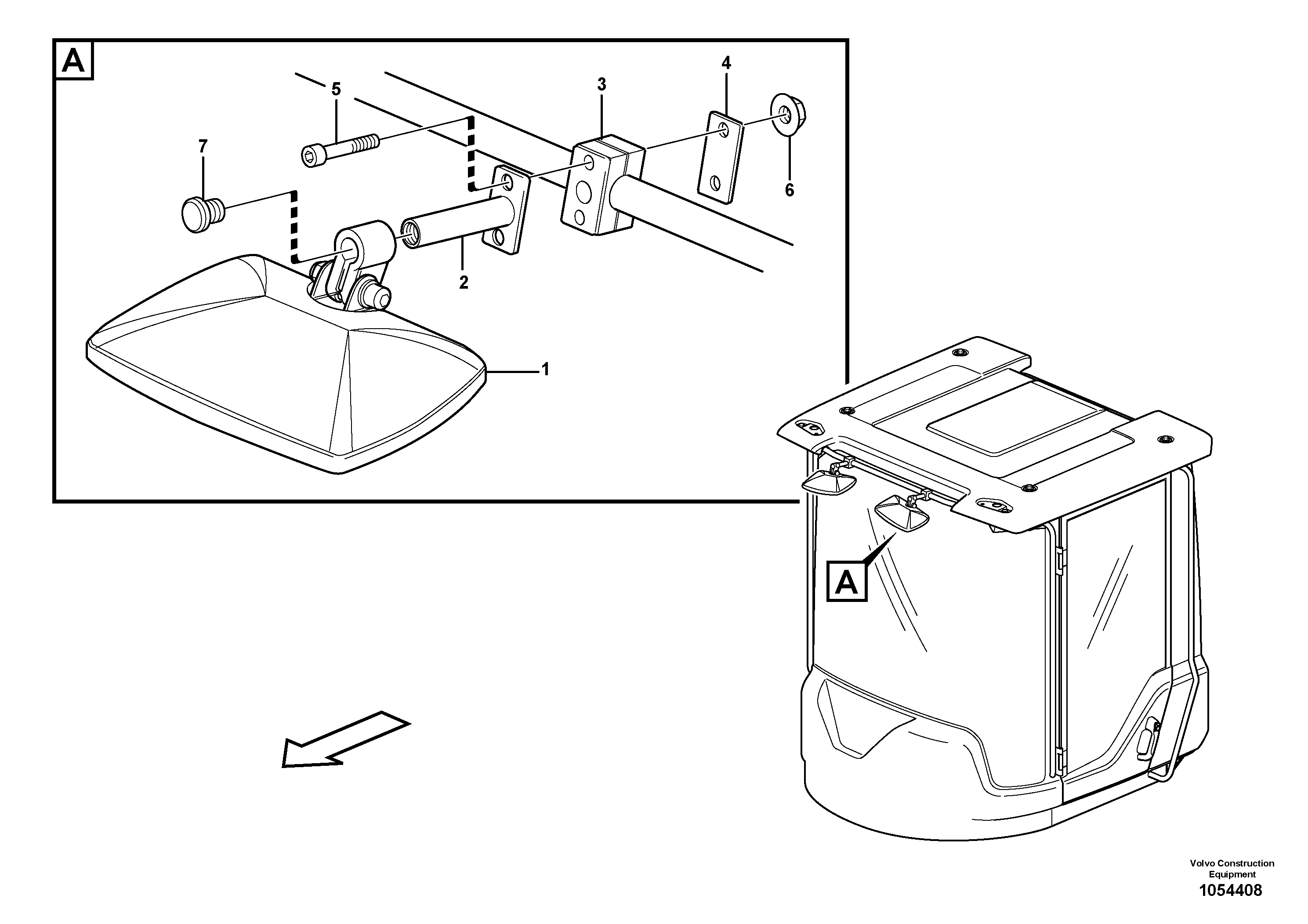 Схема запчастей Volvo L60F - 97262 Rear view mirror L60F