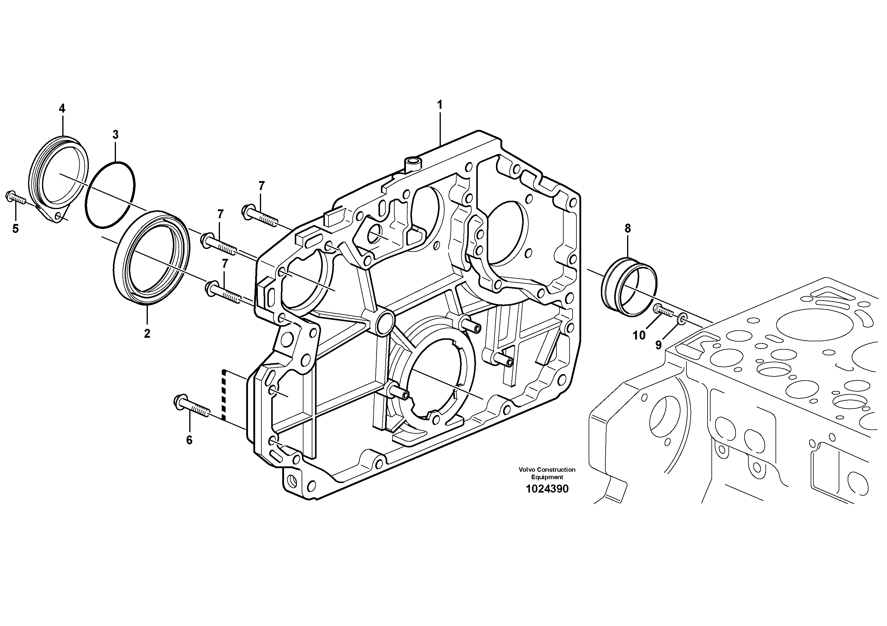 Схема запчастей Volvo L60F - 35318 Timing gear casing L60F