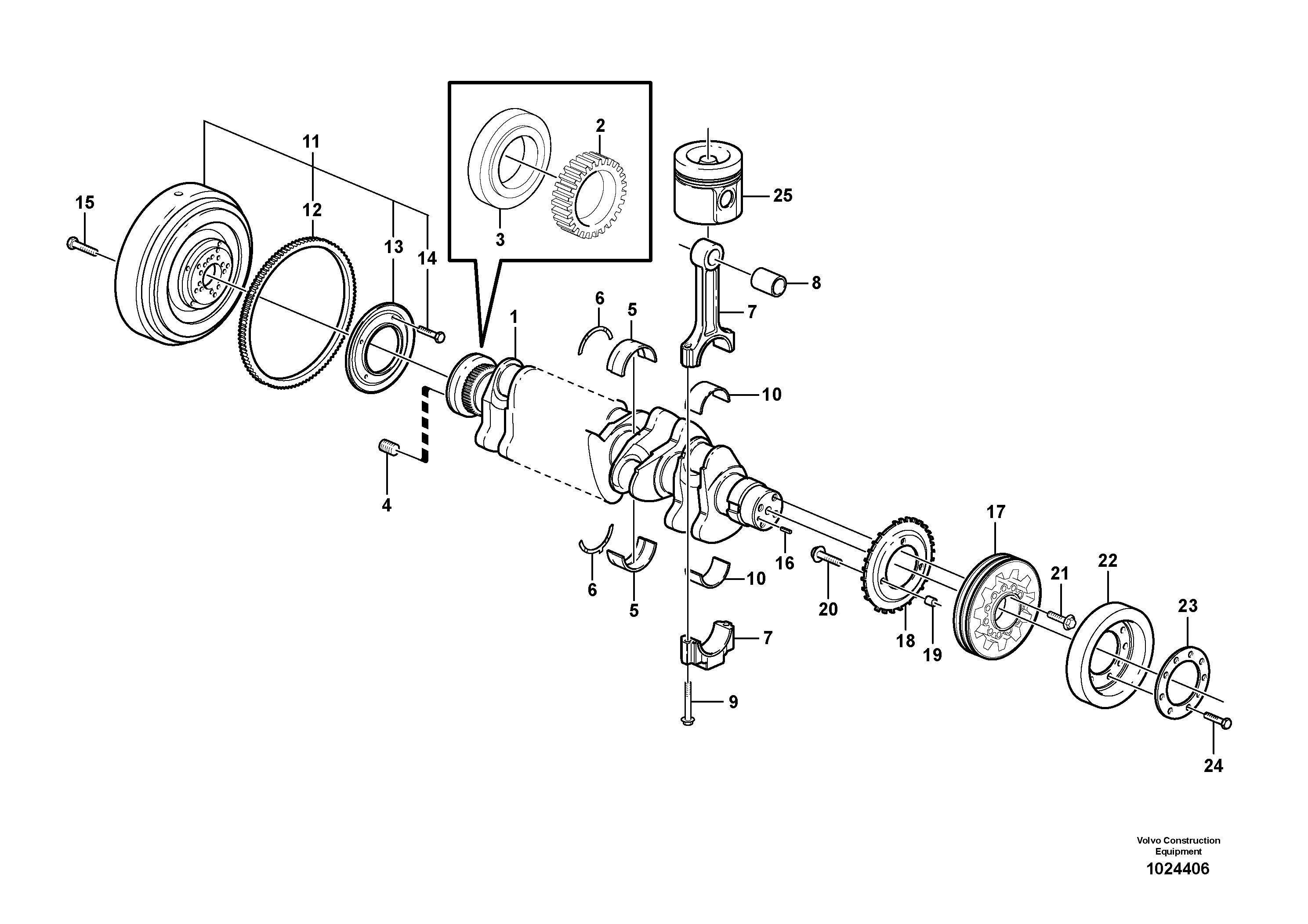 Схема запчастей Volvo L60F - 84930 Crankshaft and related parts L60F