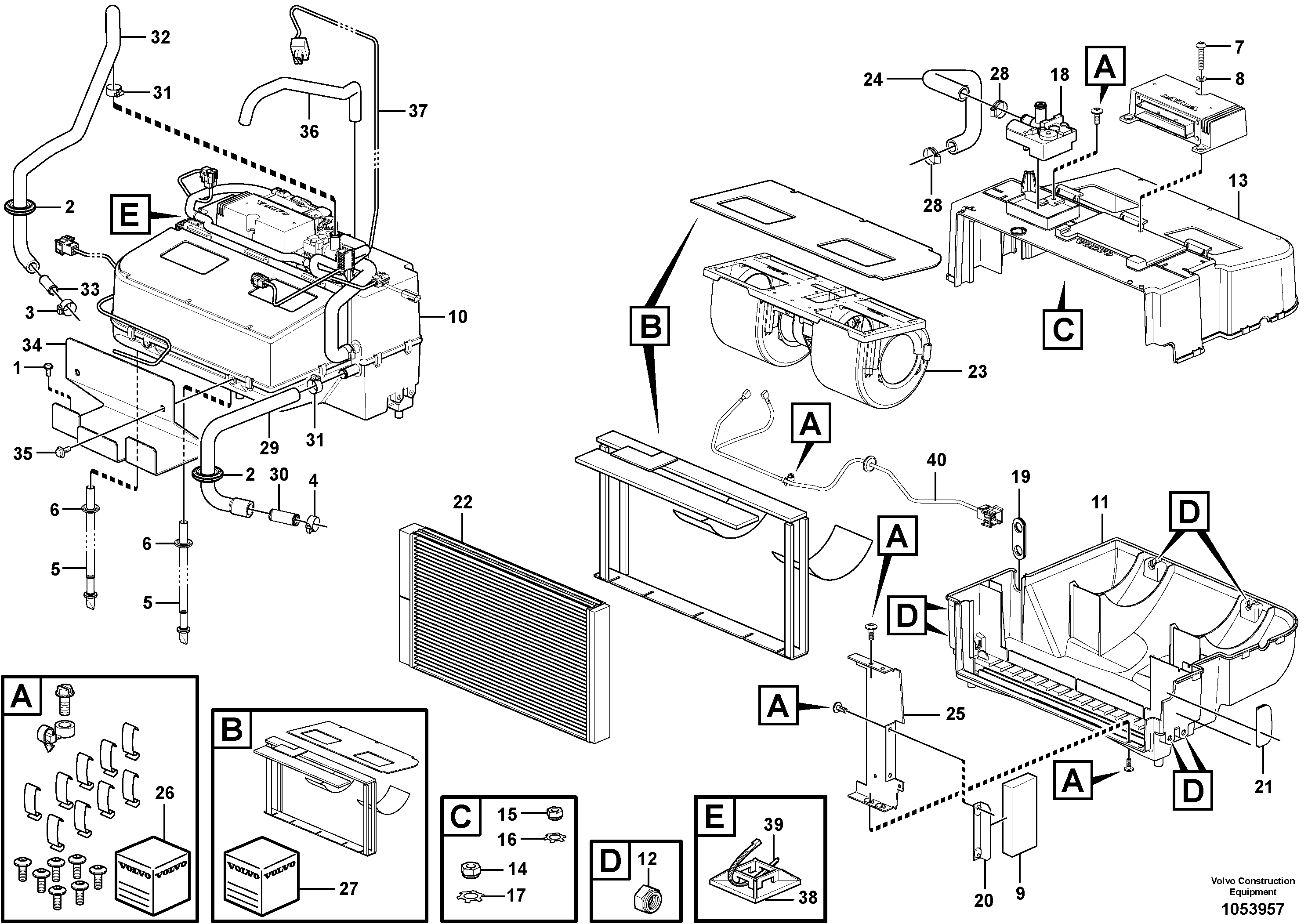 Схема запчастей Volvo L60F - 95929 Fresh air inlet, air filter and fan housing L60F