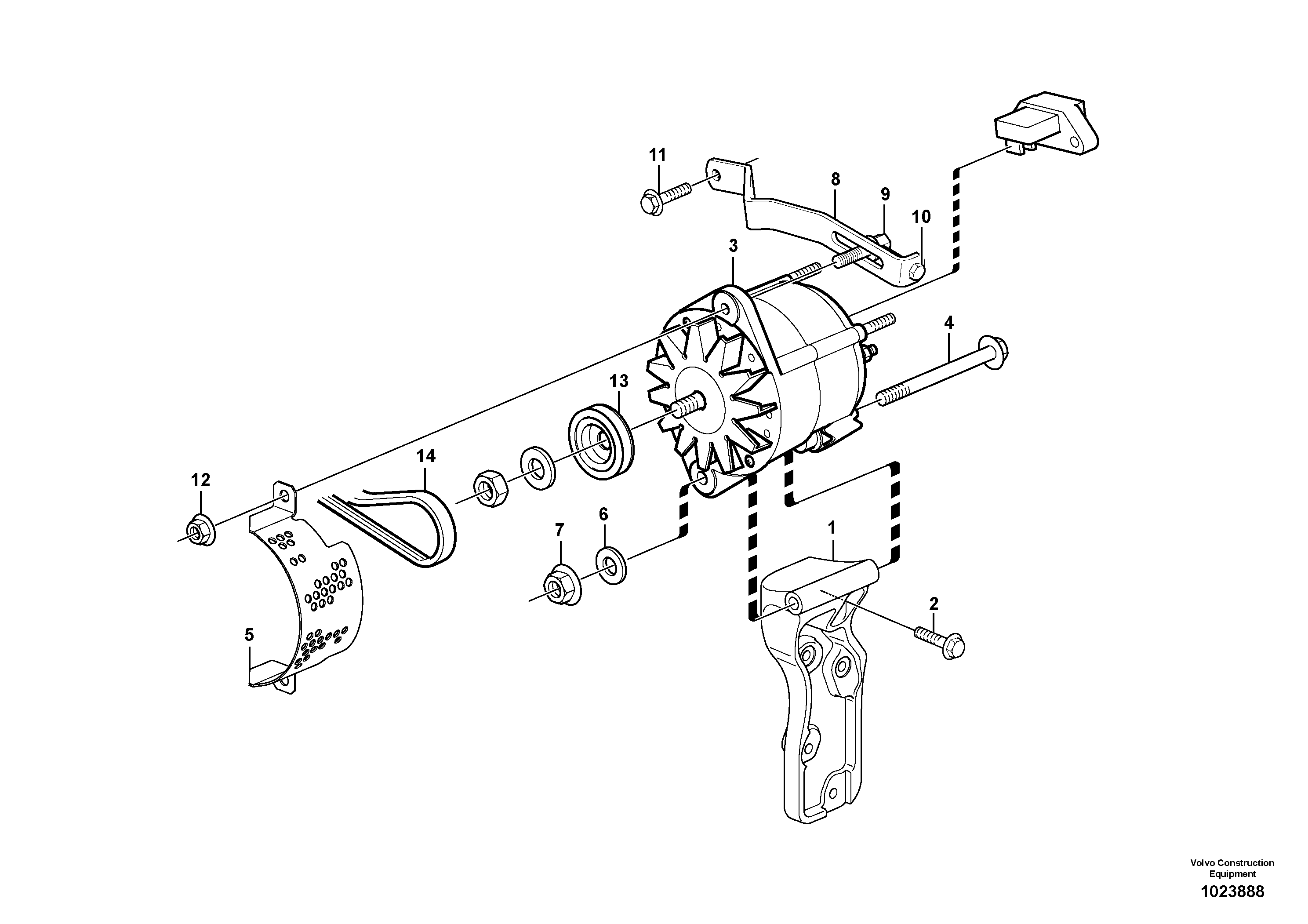 Схема запчастей Volvo L60F - 103473 Alternator with assembling details L60F