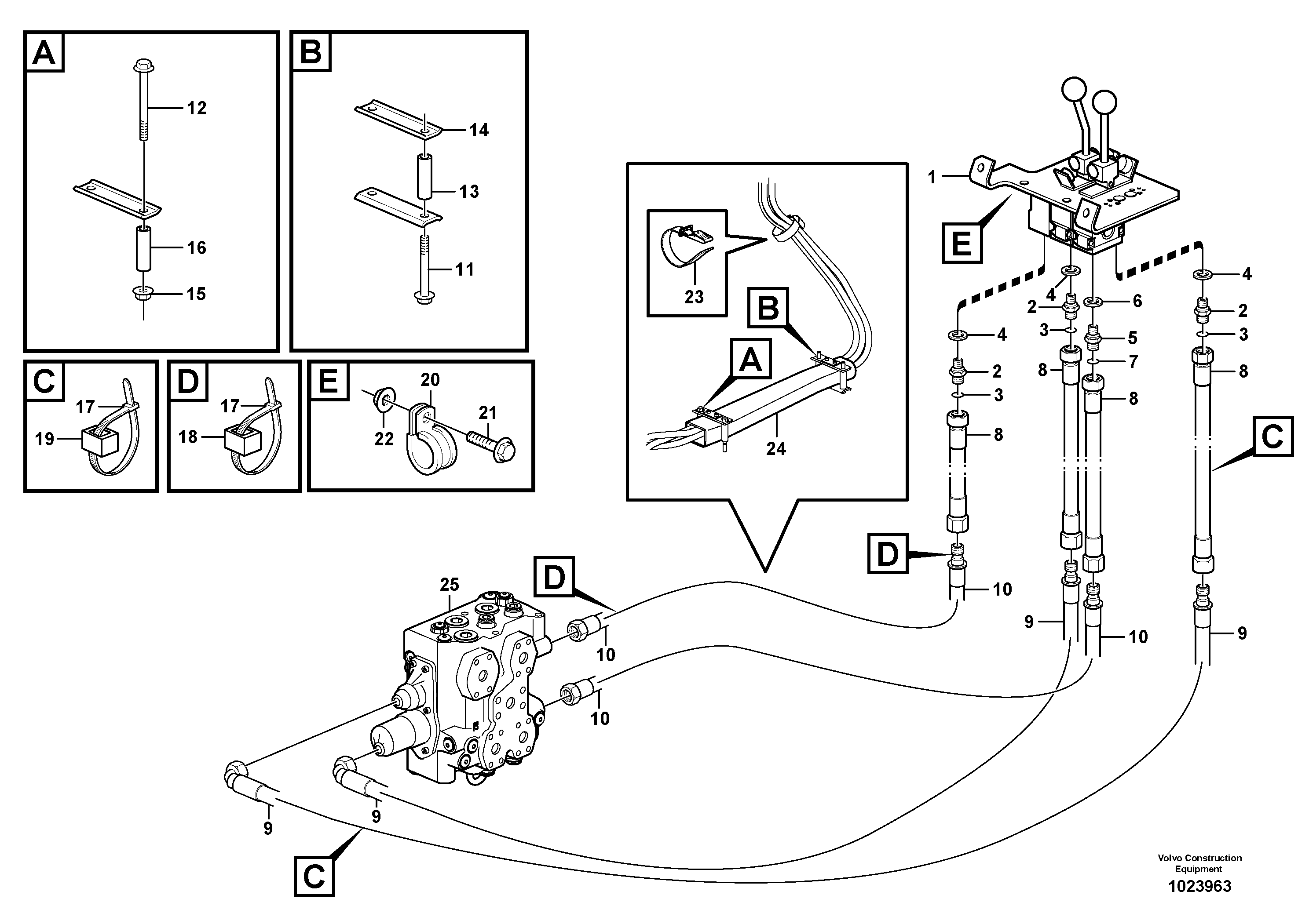 Схема запчастей Volvo L60F - 64657 Control lines L60F