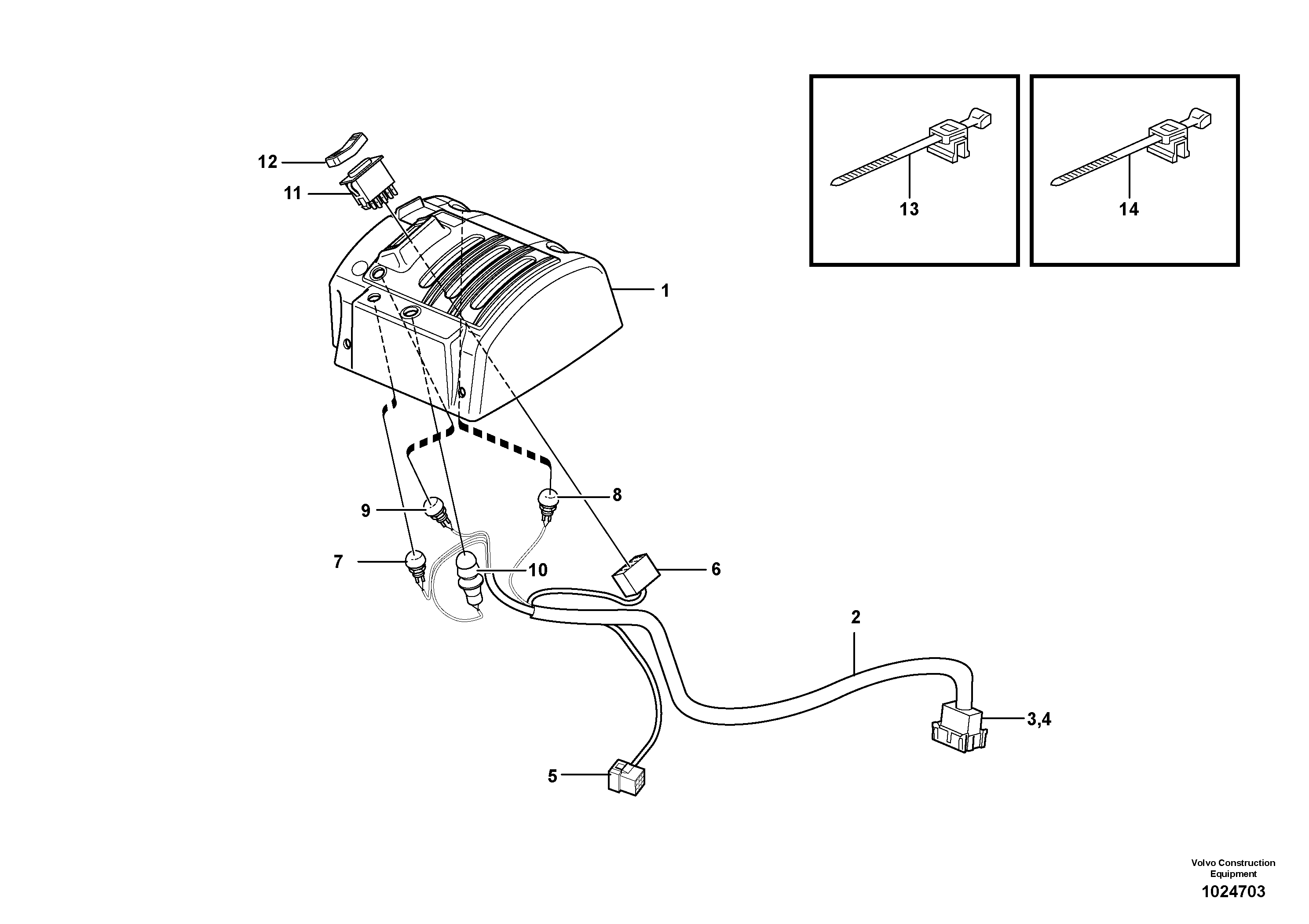 Схема запчастей Volvo L60F - 38231 Cable harnesses, servo valve L60F