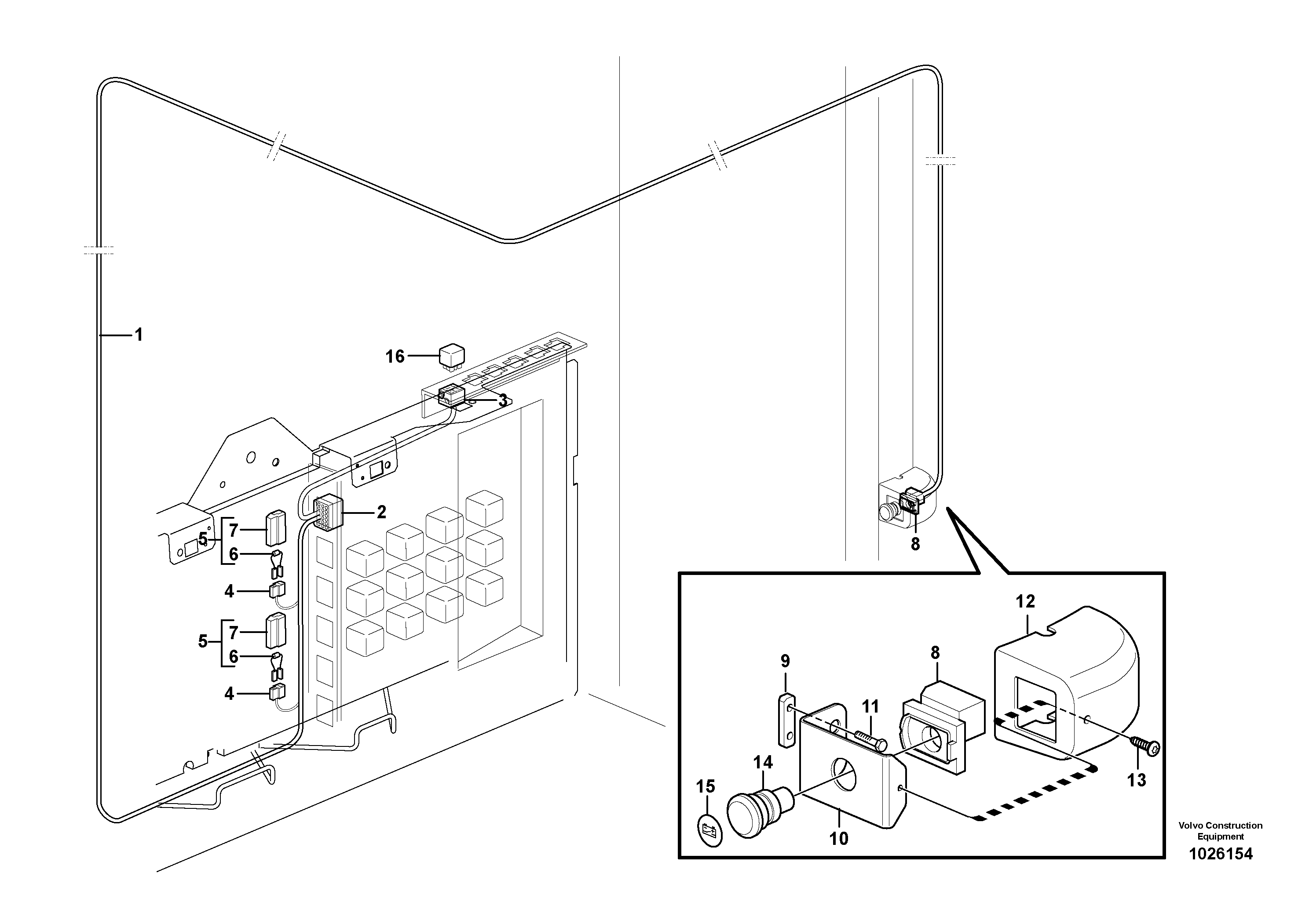 Схема запчастей Volvo L60F - 58960 Cable harness battery disconnector in cab L60F