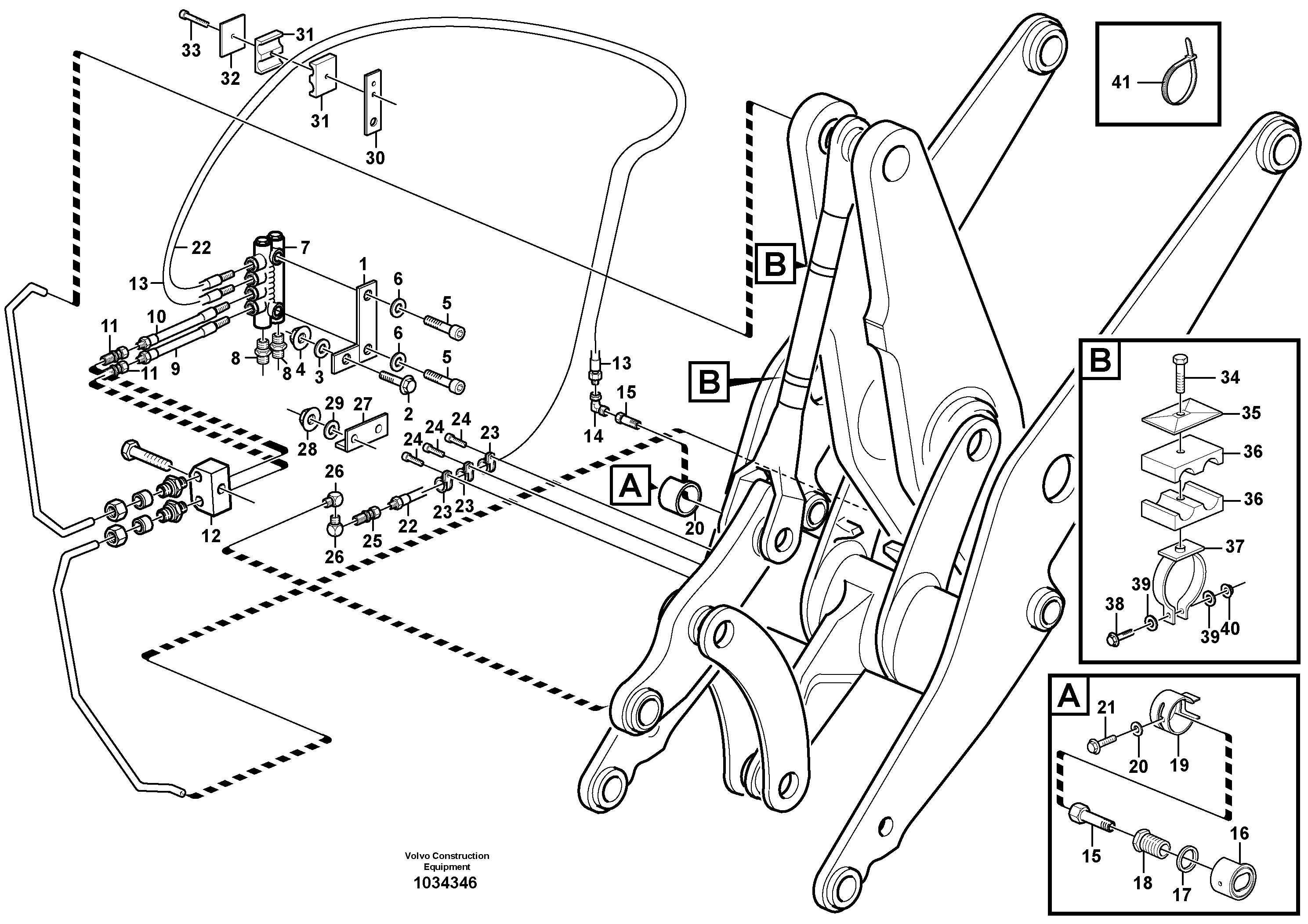 Схема запчастей Volvo L70F - 47392 Central lubrication with fitting parts. B3 L70F