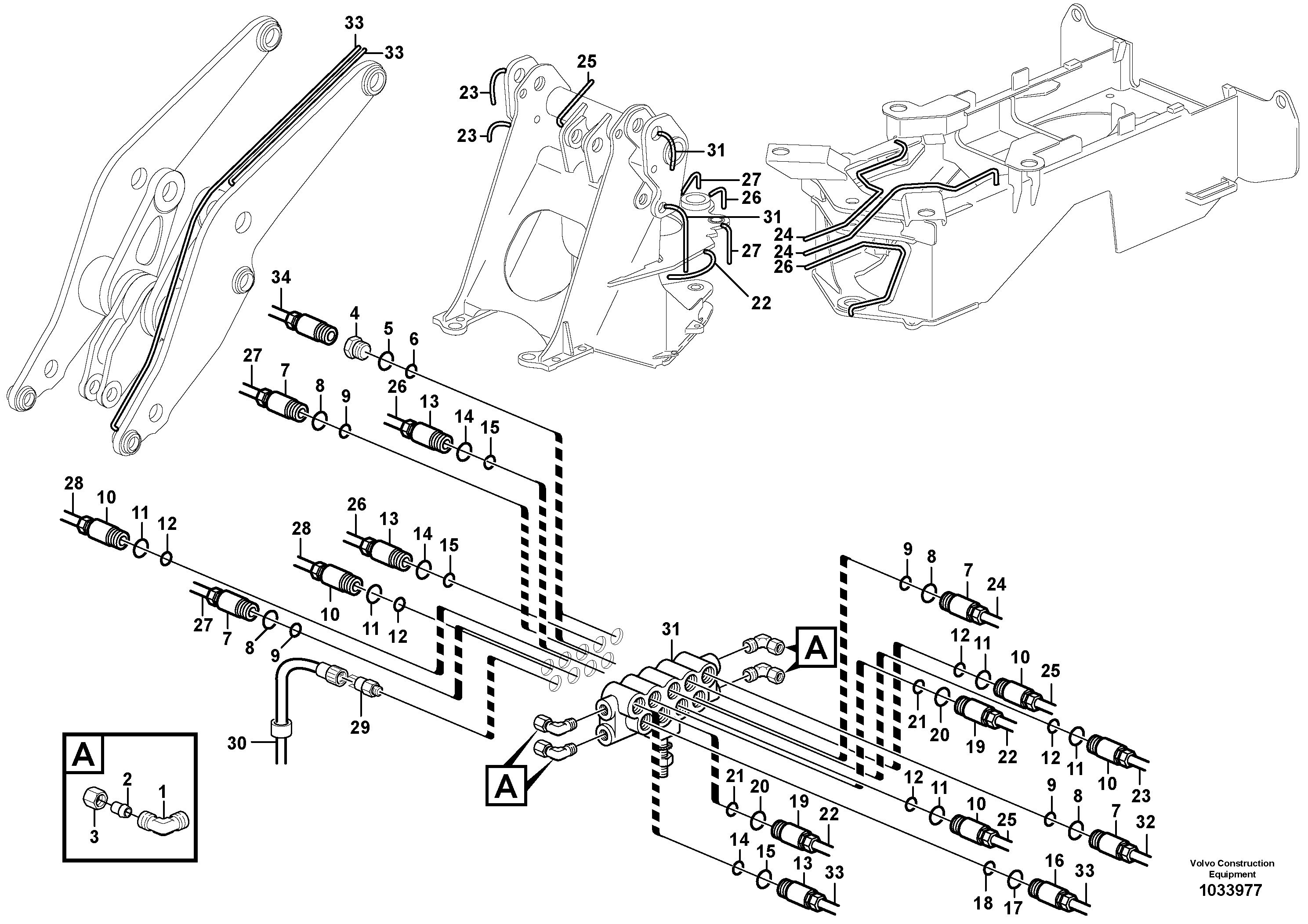 Схема запчастей Volvo L70F - 7893 Distribution block, B1 L70F