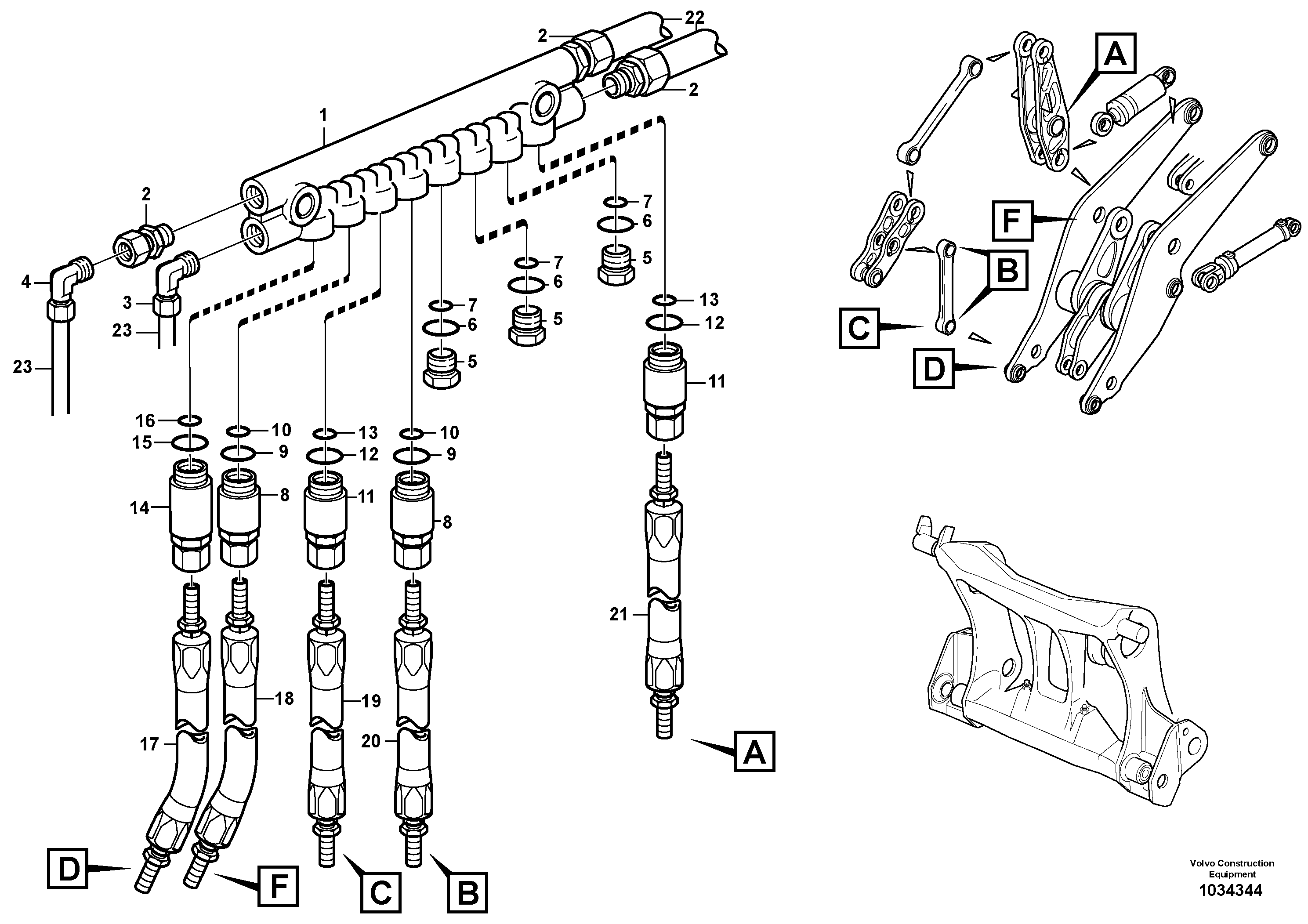 Схема запчастей Volvo L70F - 7894 Distribution block, B2 L70F