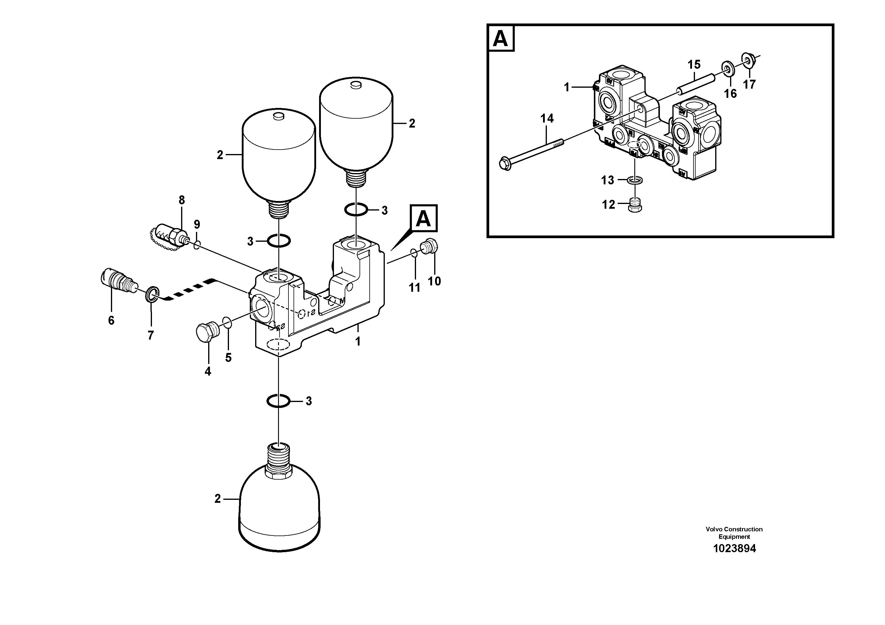 Схема запчастей Volvo L70F - 102398 Valve and accumulators L70F