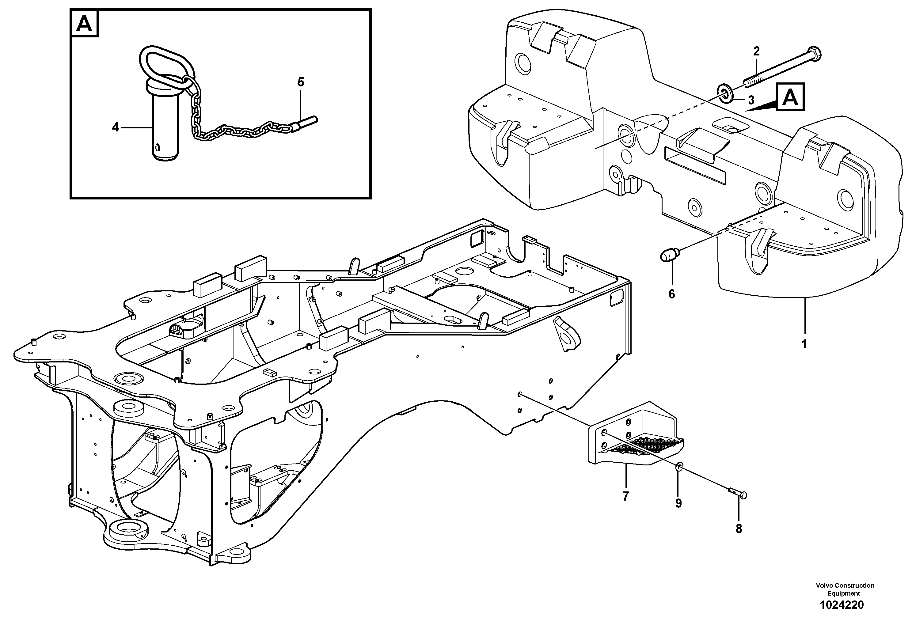 Схема запчастей Volvo L70F - 18737 Rear hitch and counterweight L70F