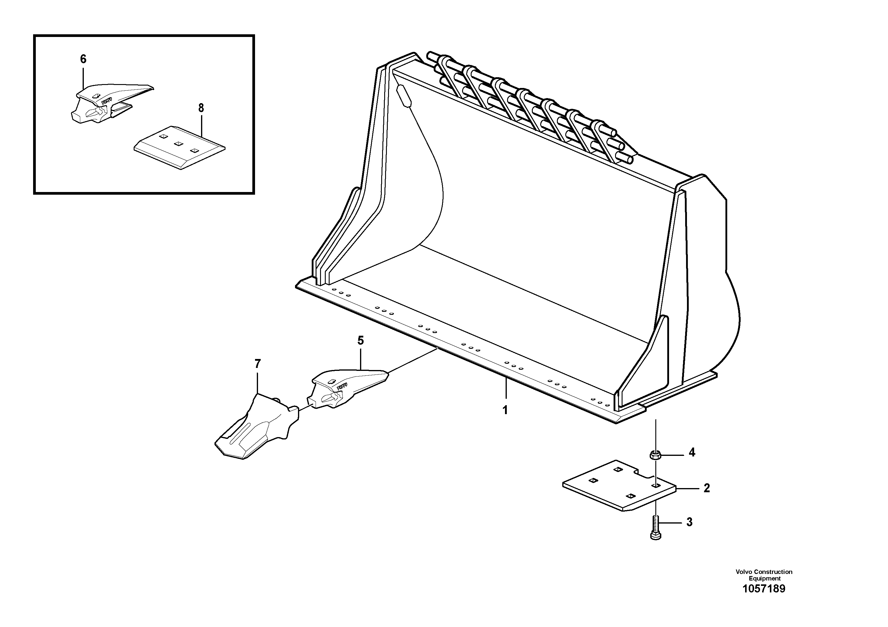 Схема запчастей Volvo L70F - 83869 Bucket, straight with teeth ATTACHMENTS ATTACHMENTS WHEEL LOADERS GEN. F