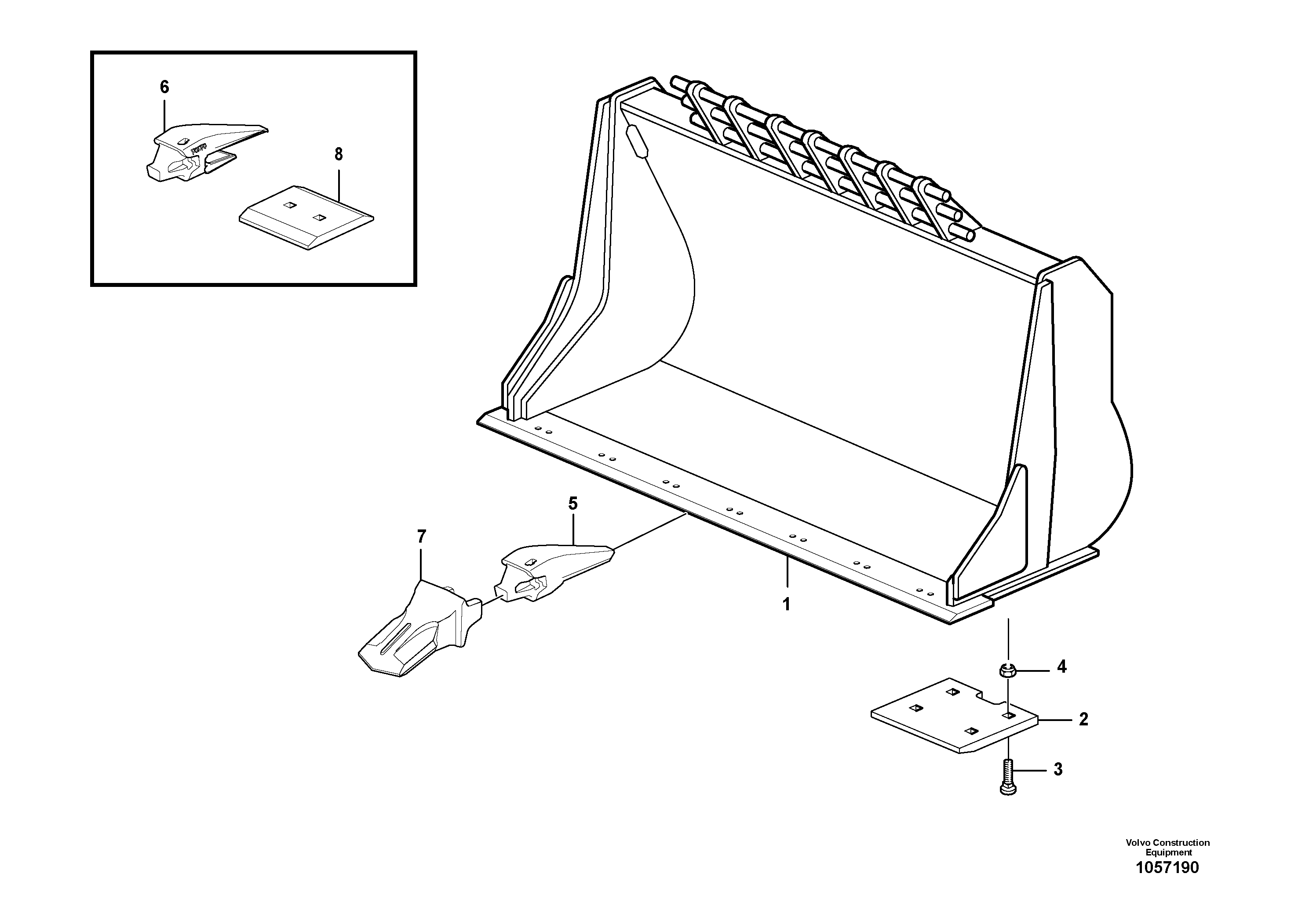 Схема запчастей Volvo L70F - 84035 Bucket, straight with teeth ATTACHMENTS ATTACHMENTS WHEEL LOADERS GEN. F