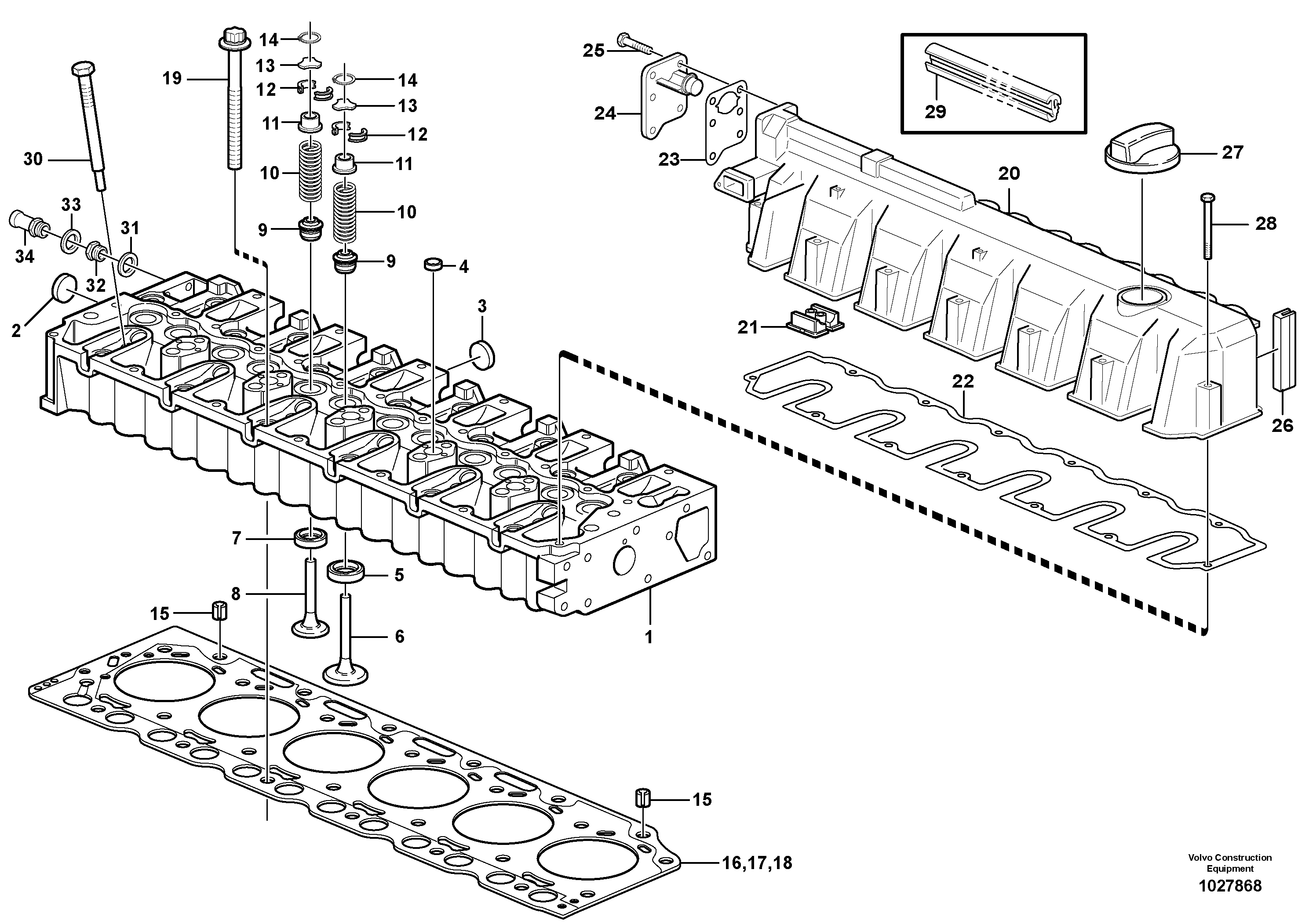 Схема запчастей Volvo L70F - 43531 Головка блока цилиндров L70F