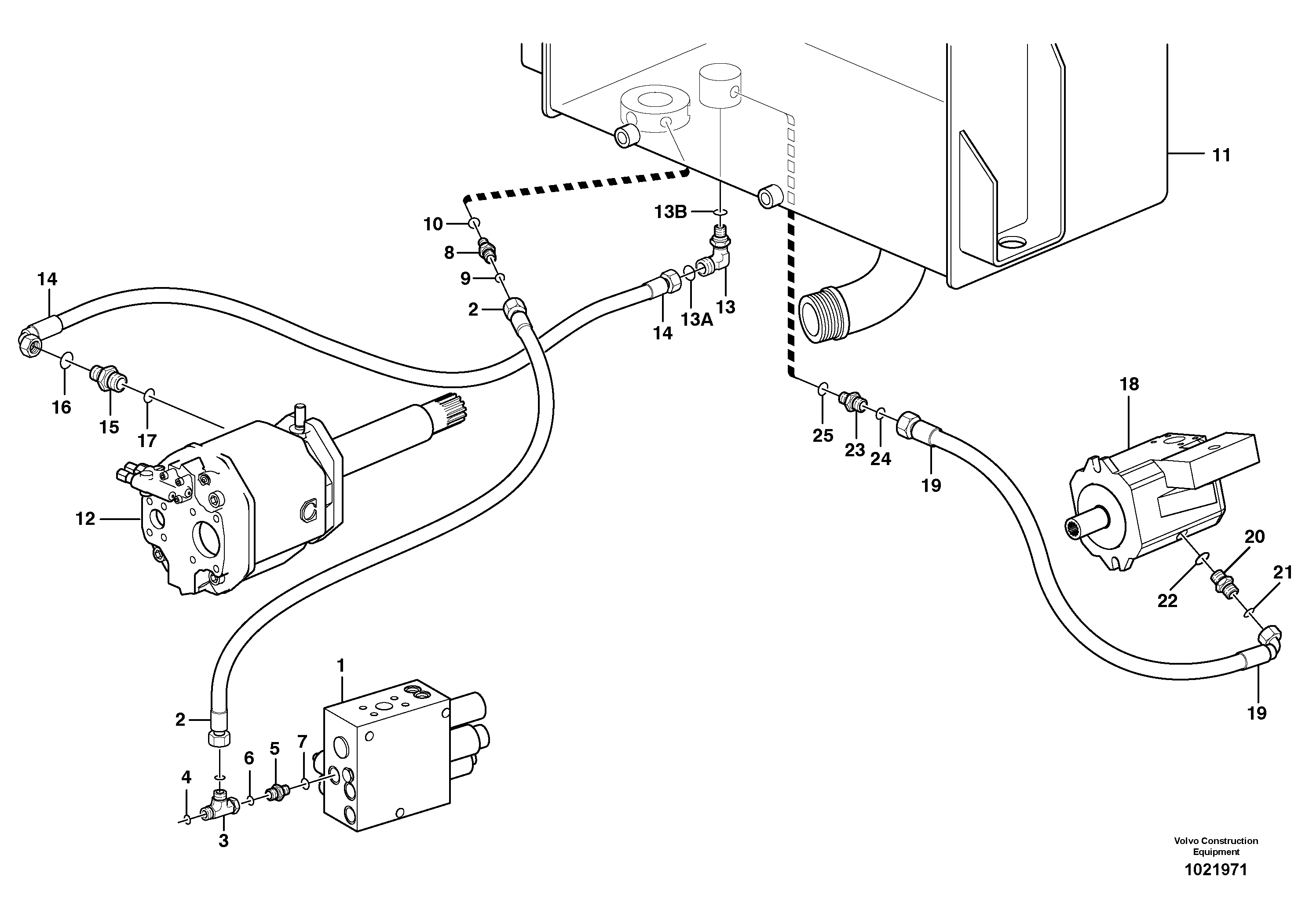 Схема запчастей Volvo L70F - 13813 Hydraulic system, return line L70F