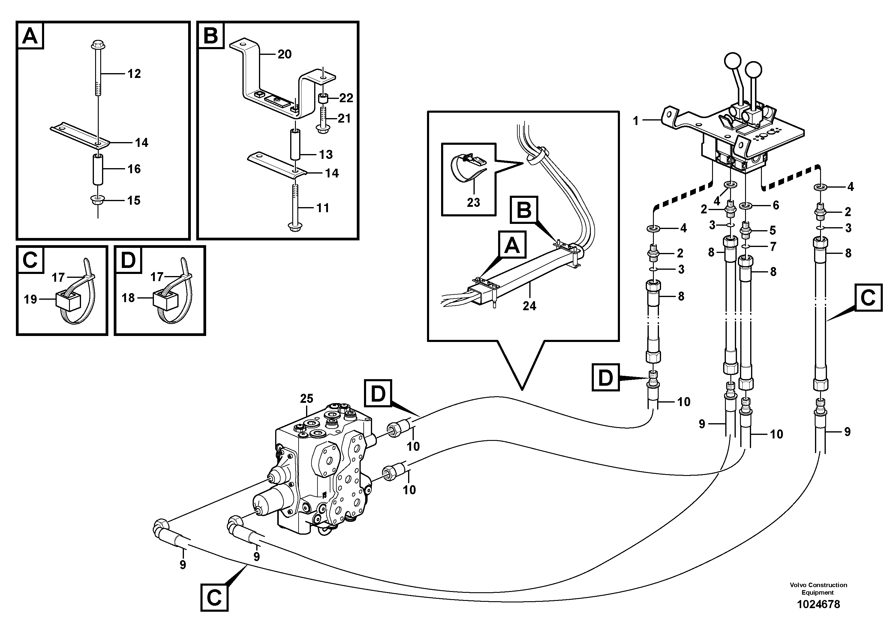 Схема запчастей Volvo L110F - 64674 Control lines L110F