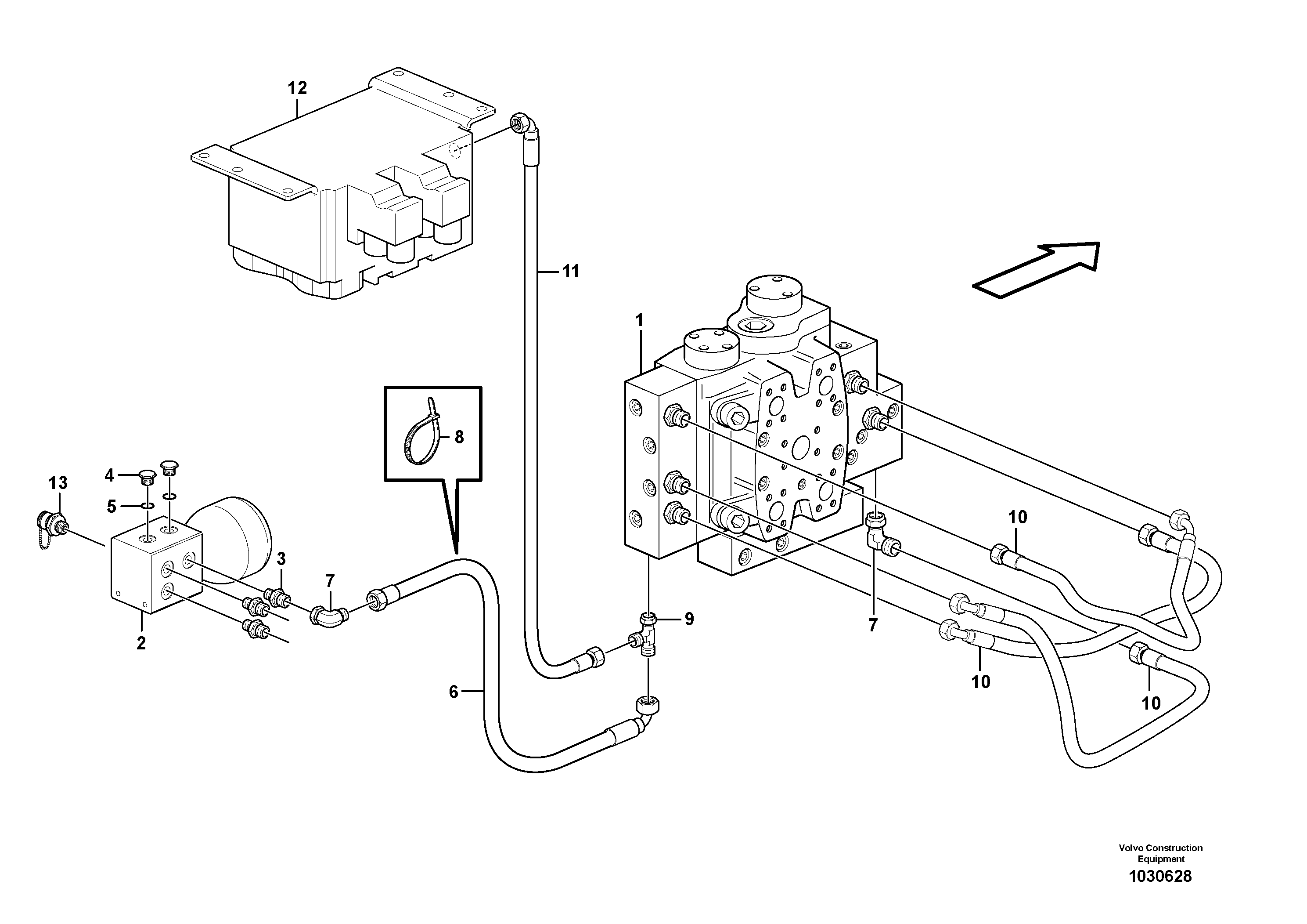 Схема запчастей Volvo L110F - 72049 Servo - hydraulic, hydraulic lines L110F