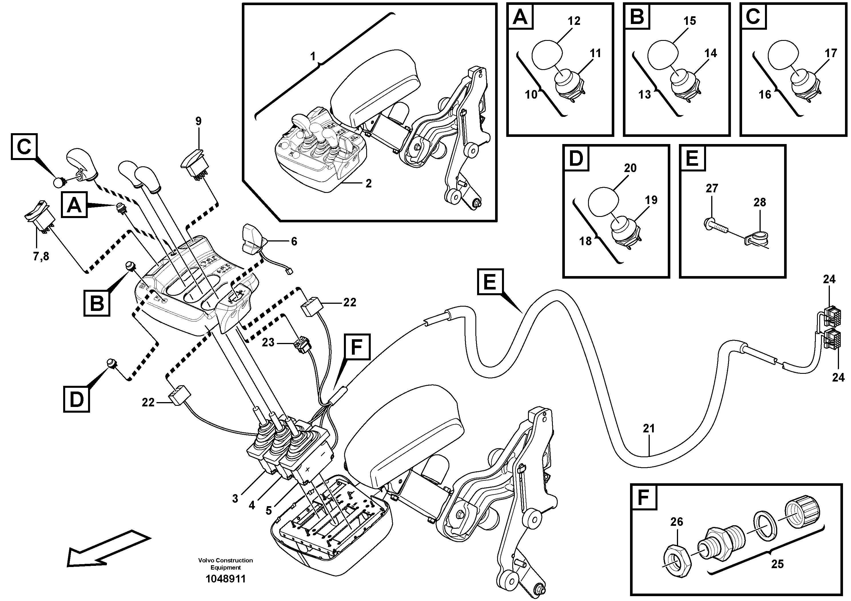 Схема запчастей Volvo L110F - 81678 Cable harness, four-lever el.hydraulic servo L110F