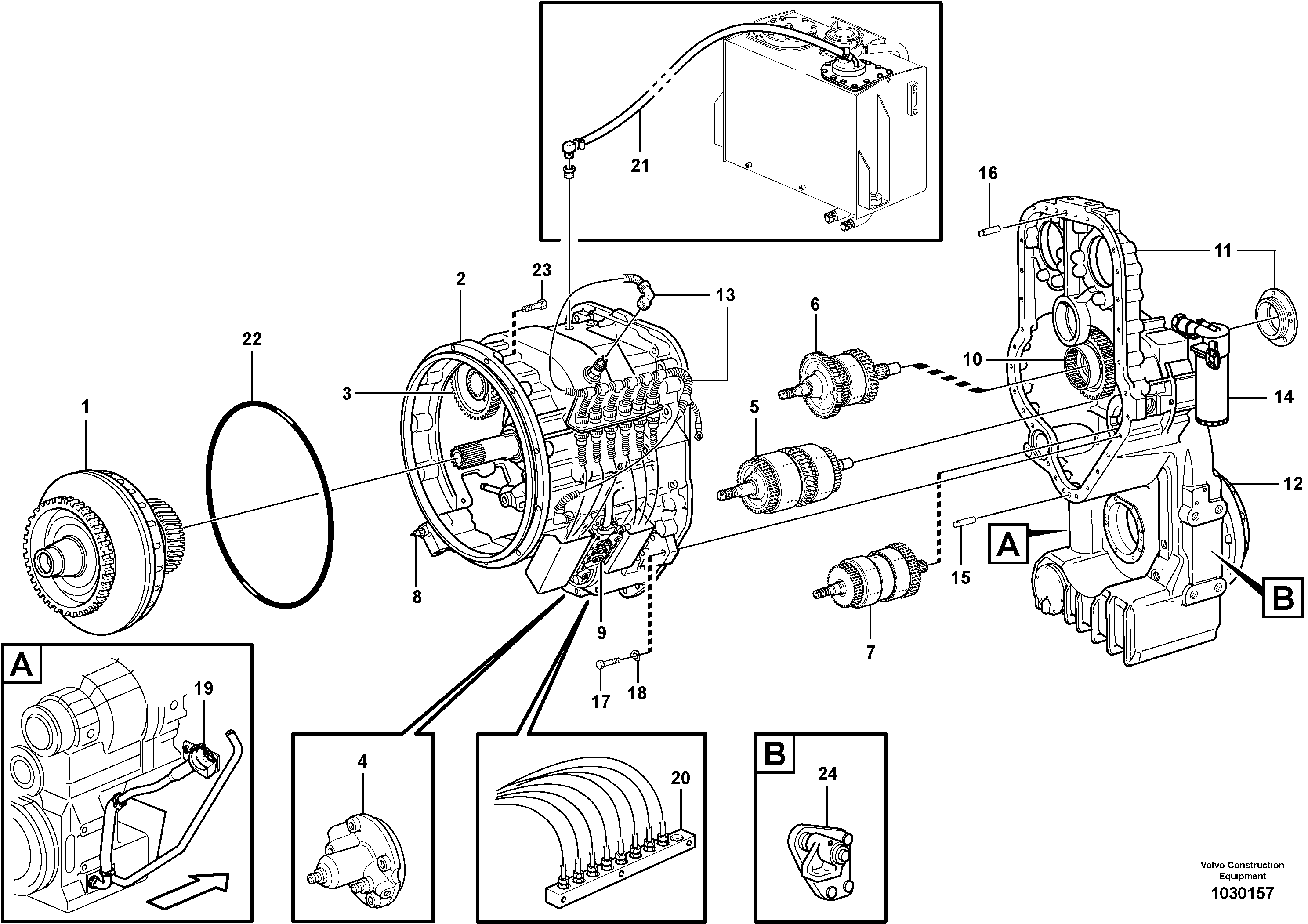 Схема запчастей Volvo L110F - 101330 Hydraulic transmission with fitting parts L110F