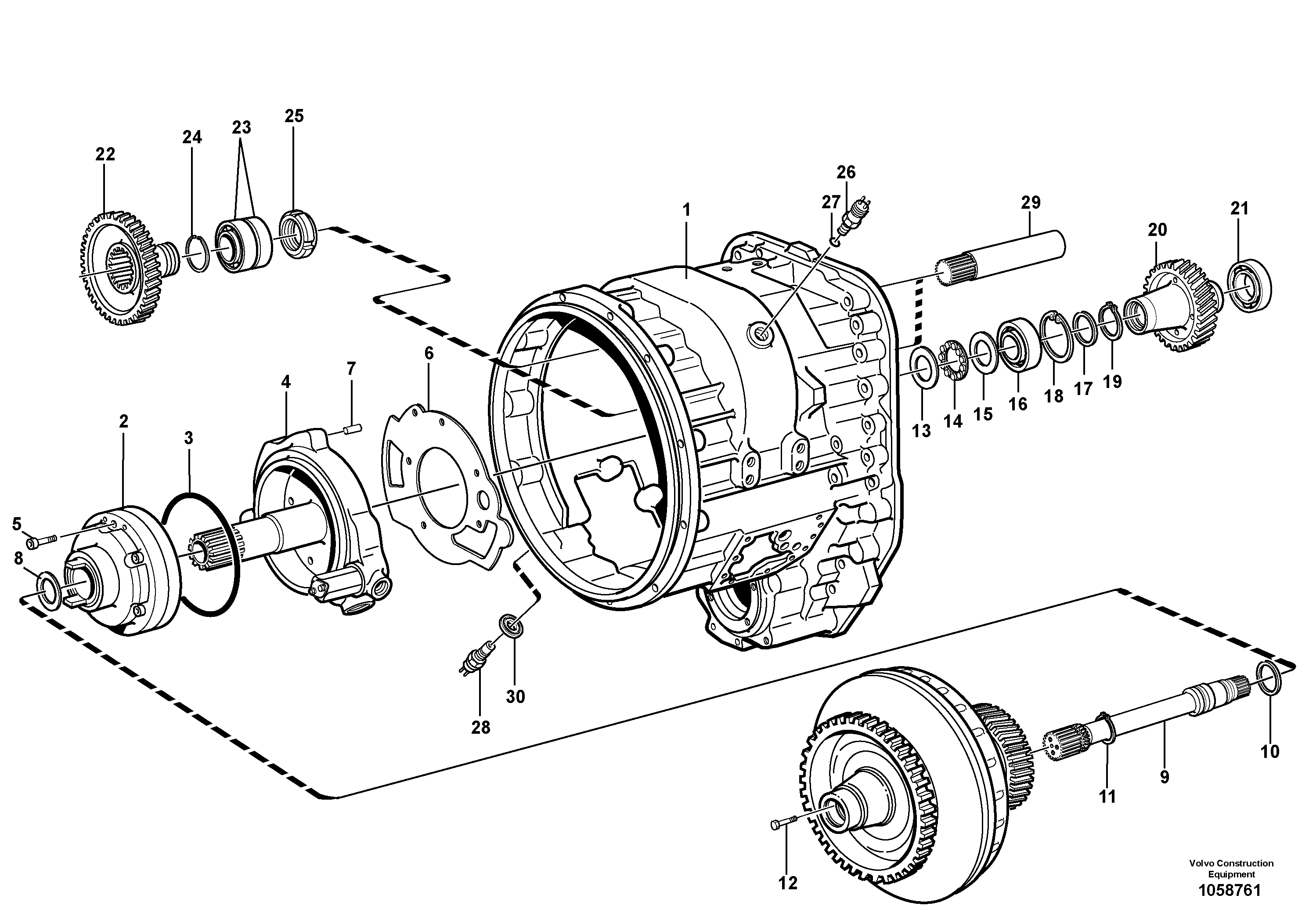 Схема запчастей Volvo L110F - 102013 Converter housing, gears and shafts L110F