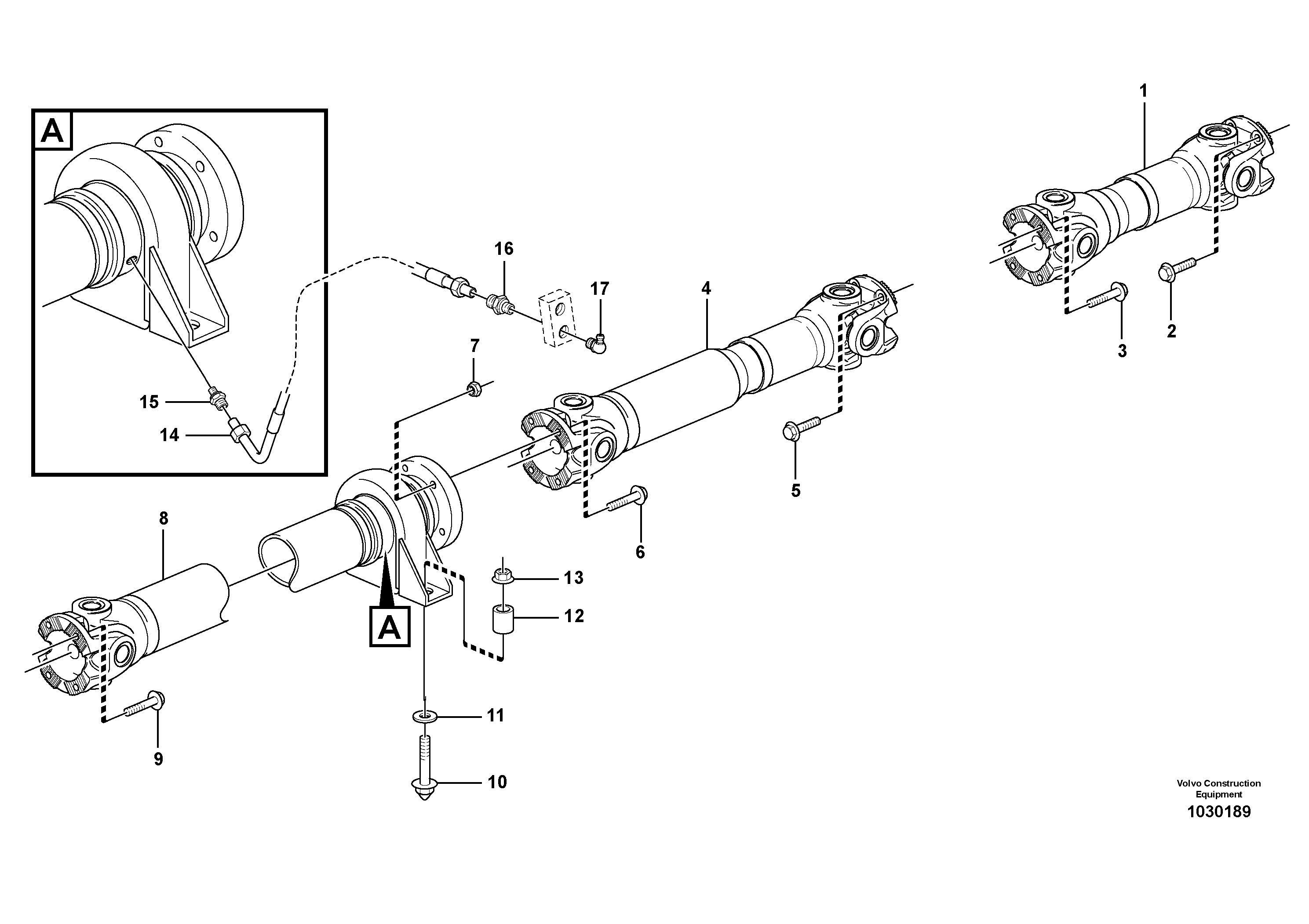 Схема запчастей Volvo L110F - 63236 Propeller shafts with fitting parts L110F