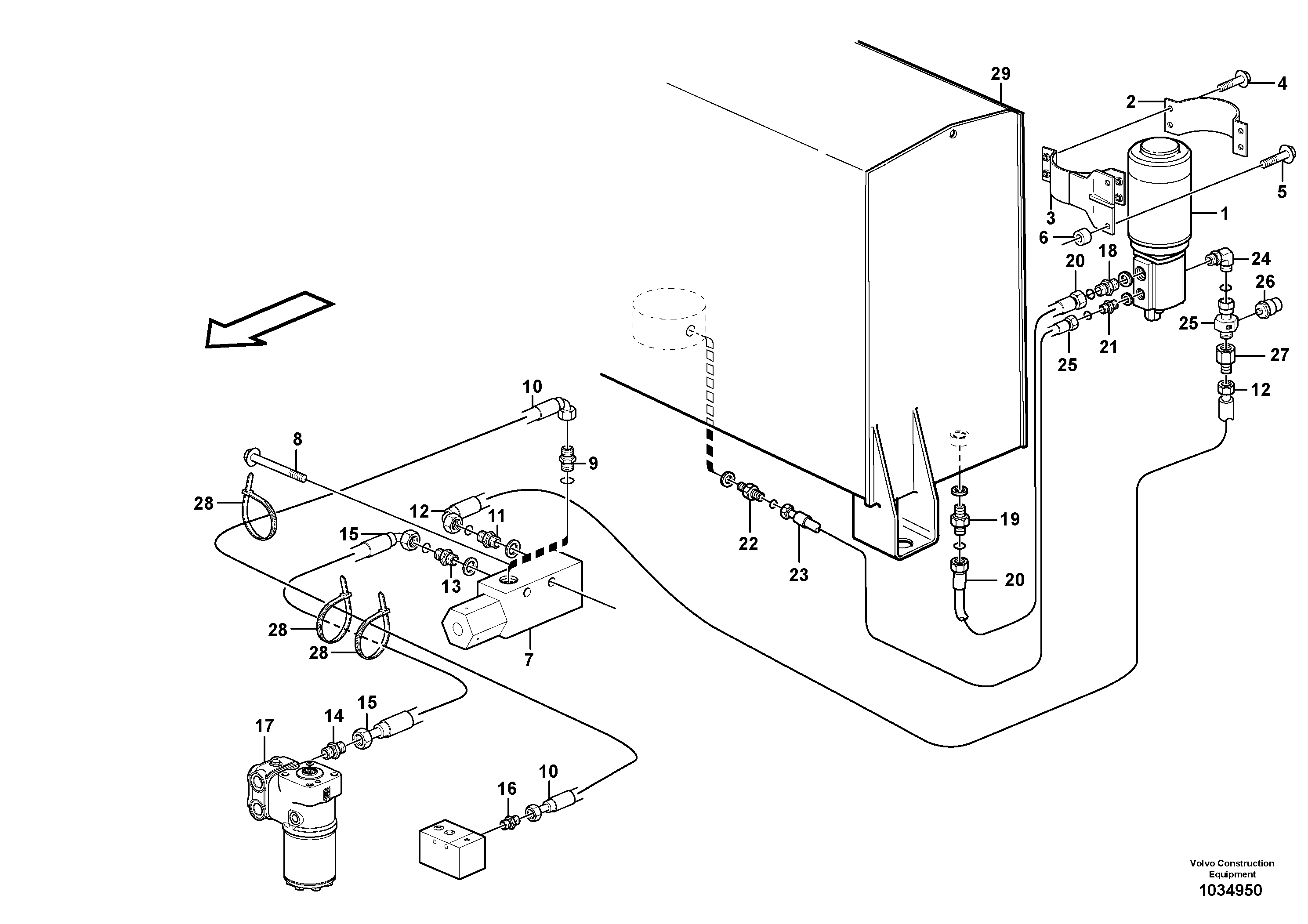 Схема запчастей Volvo L110F - 13646 Secondary steering system L110F