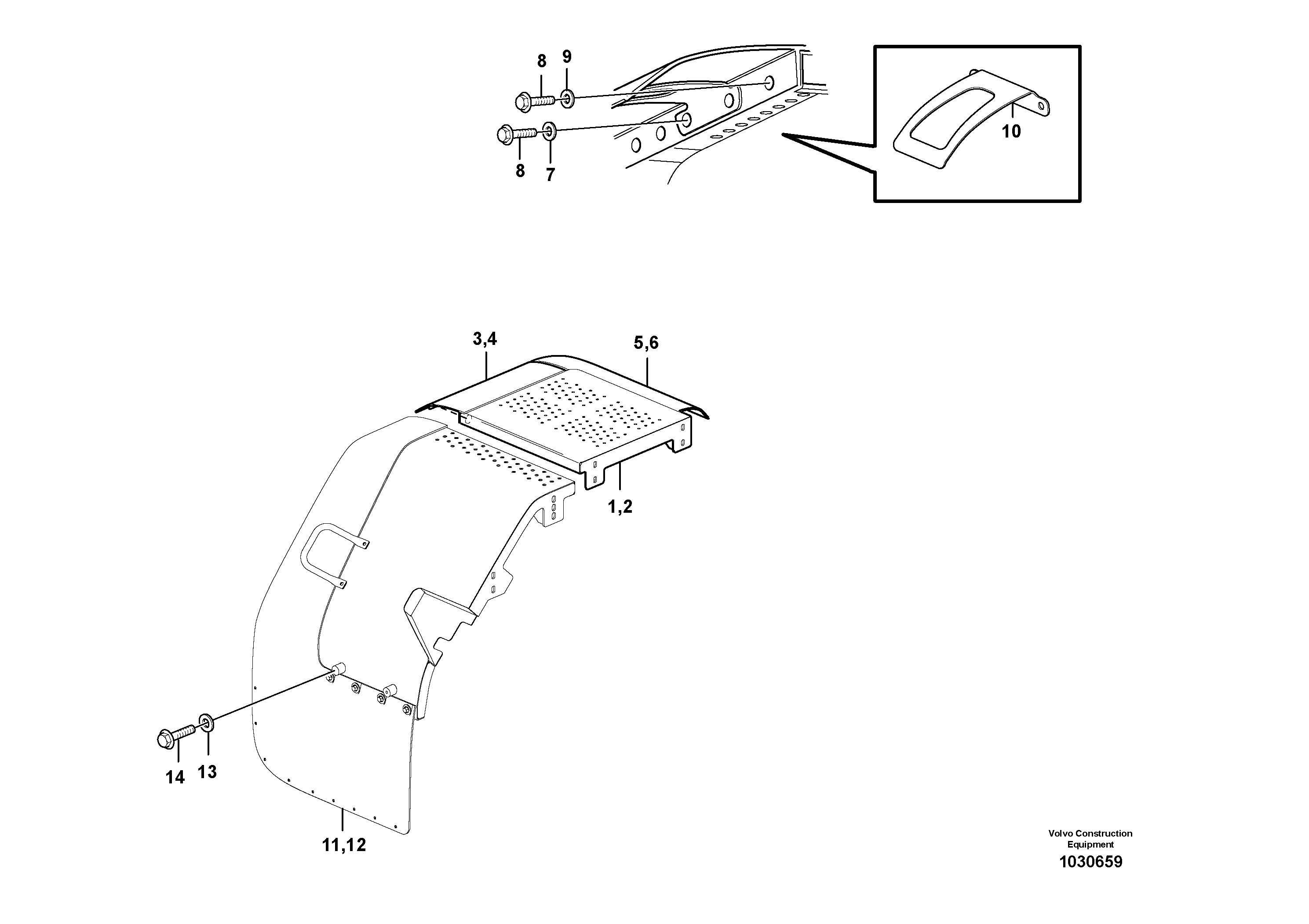 Схема запчастей Volvo L110F - 102564 Fender, rear L110F