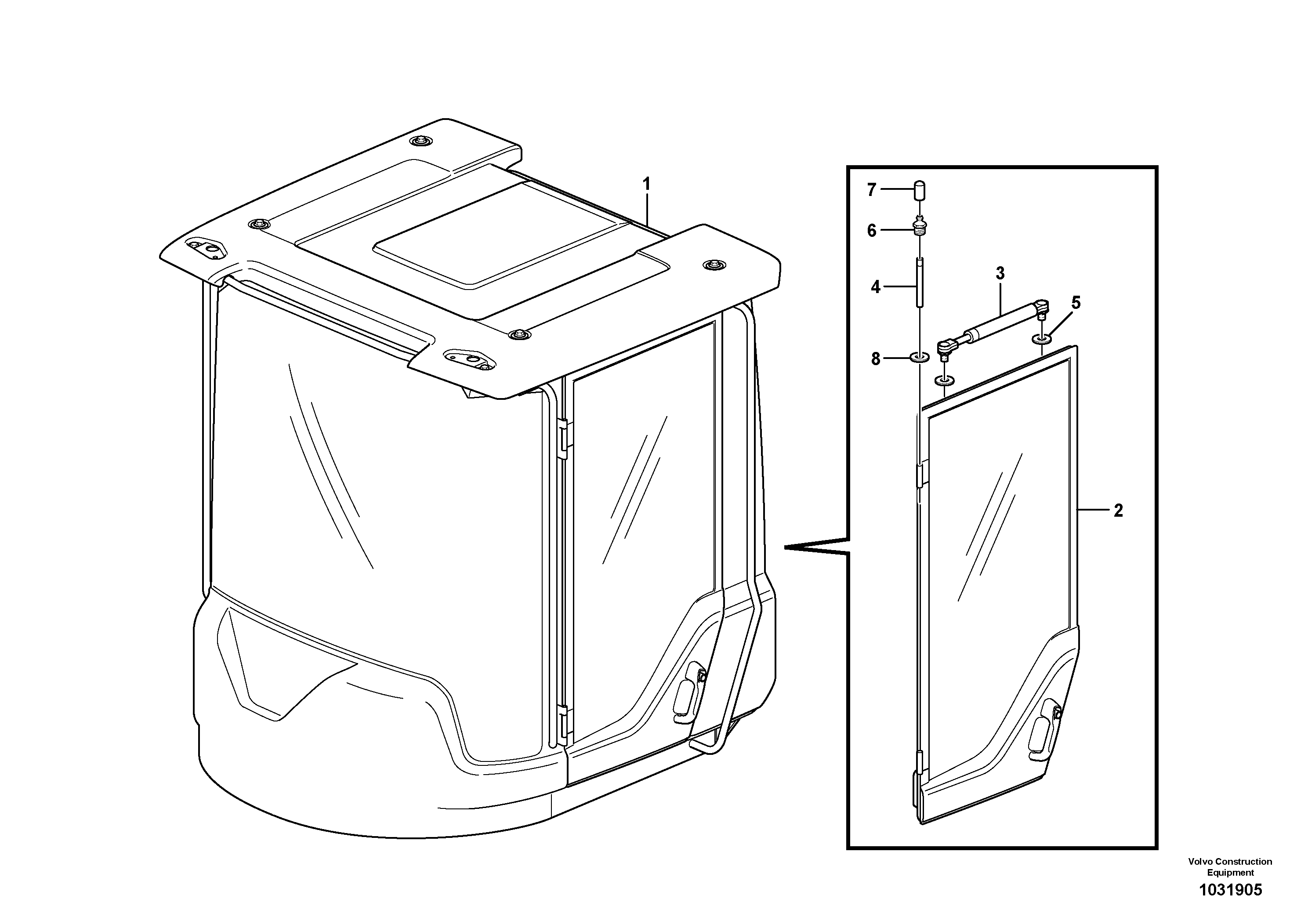 Схема запчастей Volvo L110F - 77131 Door with fitting parts L110F