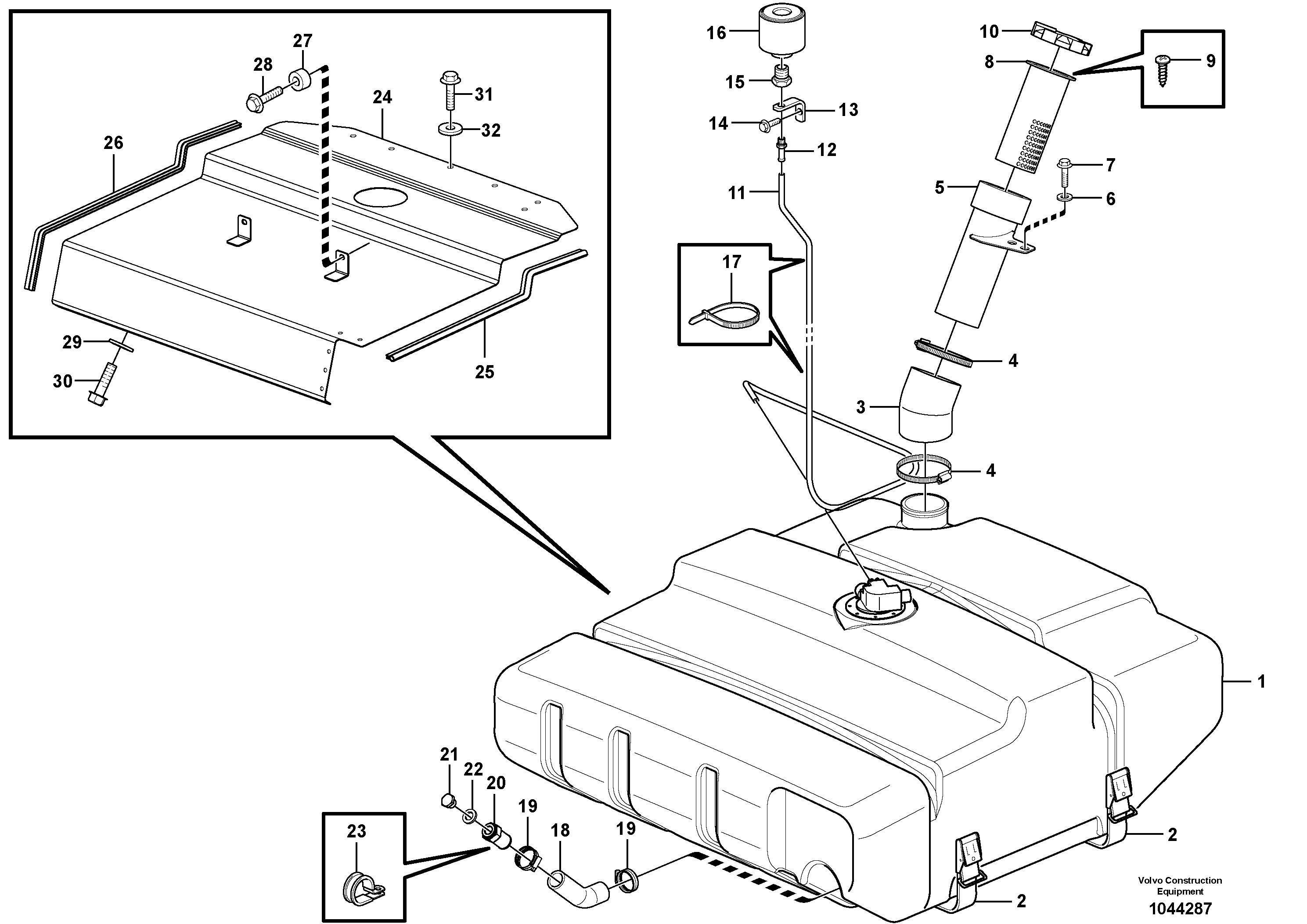 Схема запчастей Volvo L110F - 60288 Fuel tank with fitting parts L110F