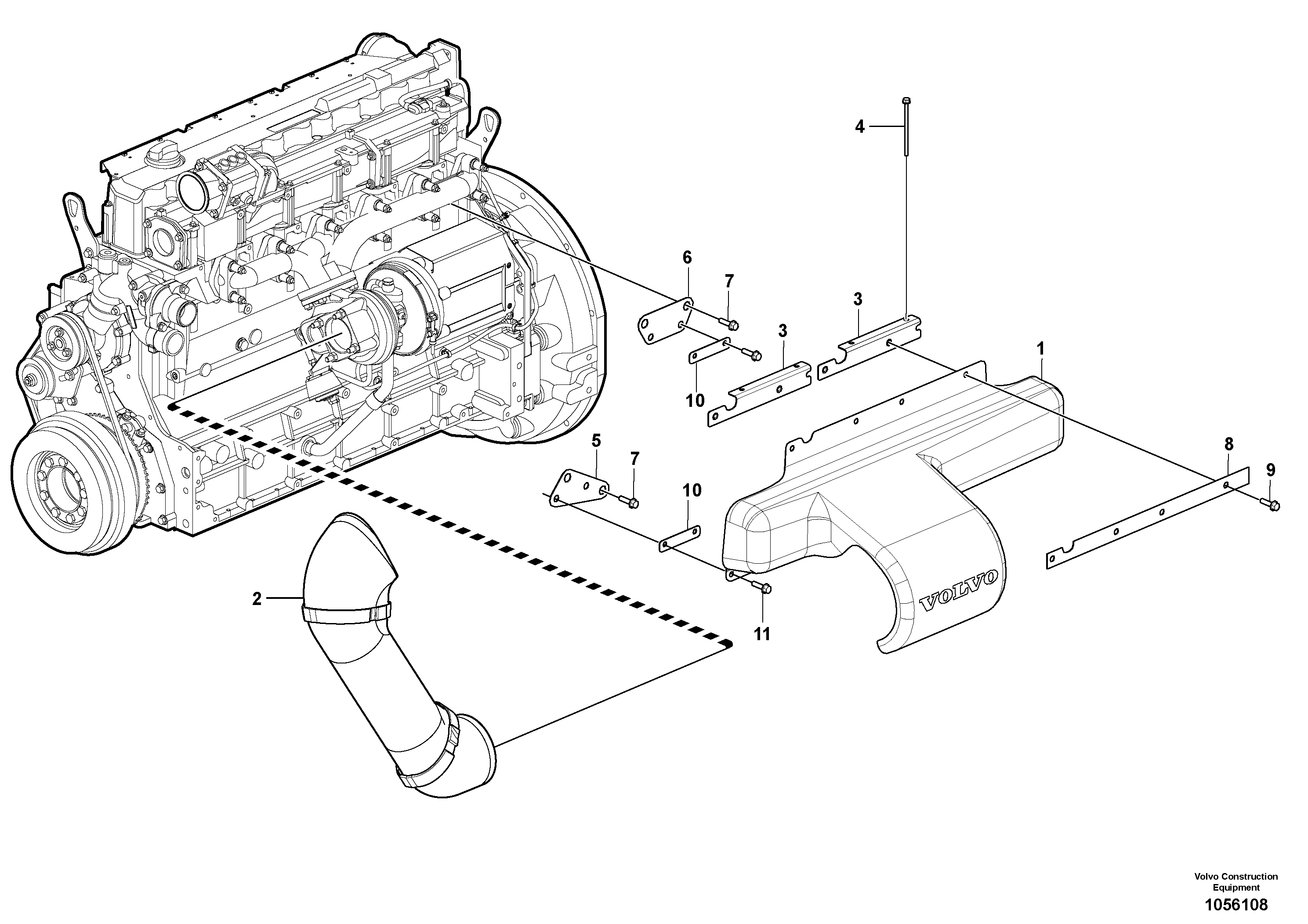 Схема запчастей Volvo L110F - 104412 Heat Shield Installation L110F