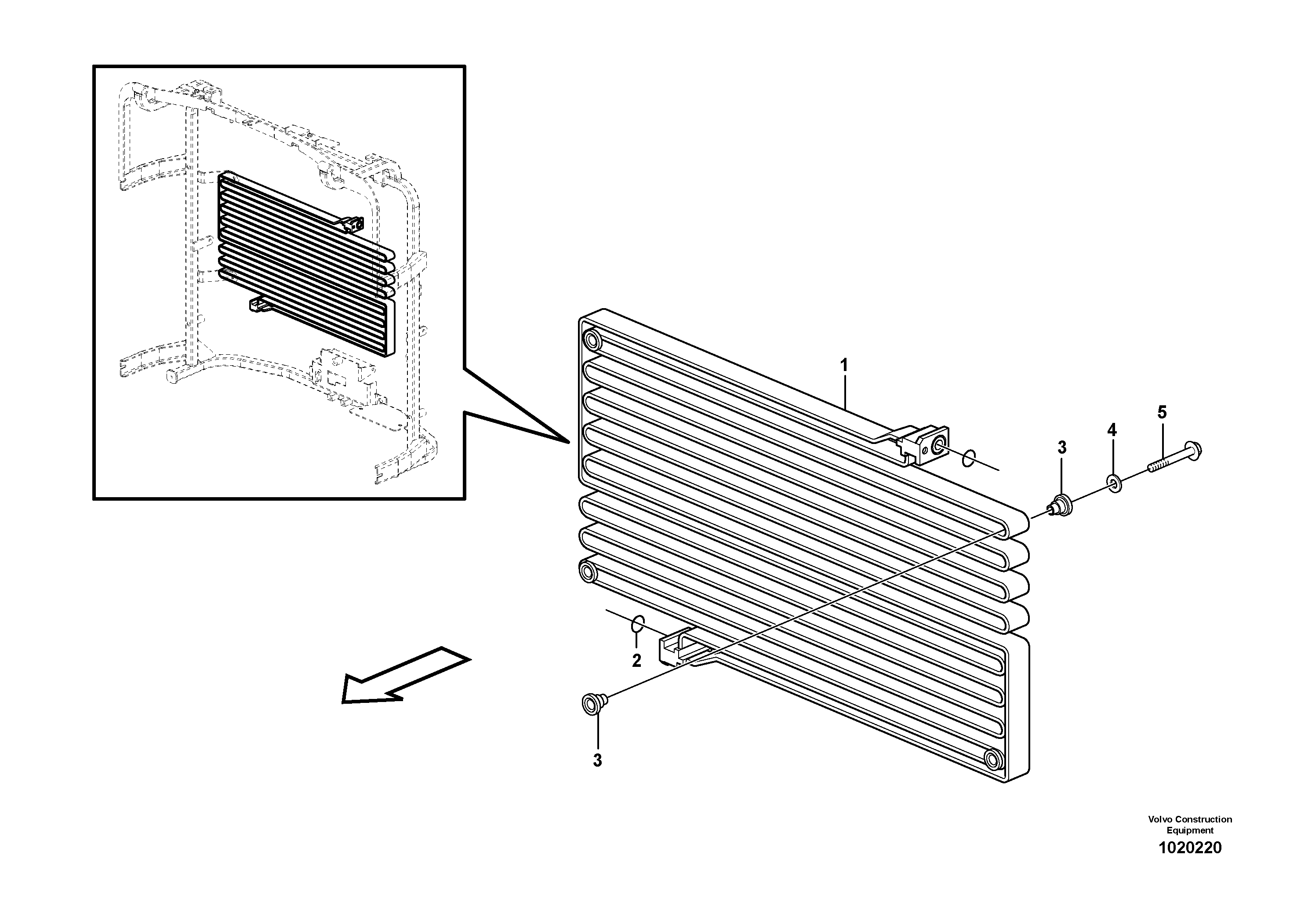 Схема запчастей Volvo L110F - 31846 Condenser for cooling agent R134a with fitting parts L110F
