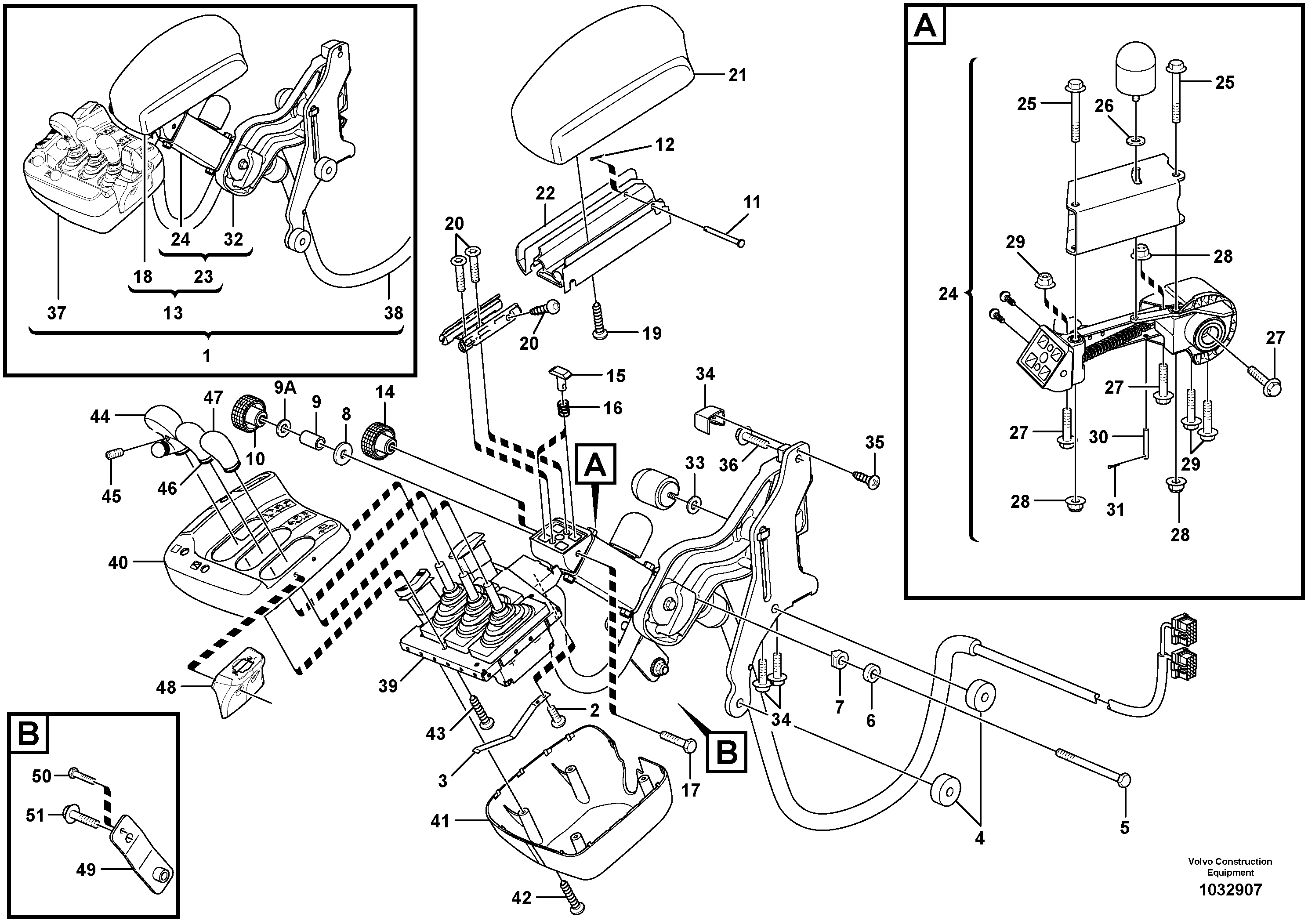 Схема запчастей Volvo L110F - 98114 Foldable armrest for four-lever el.hydraulic servo system L110F