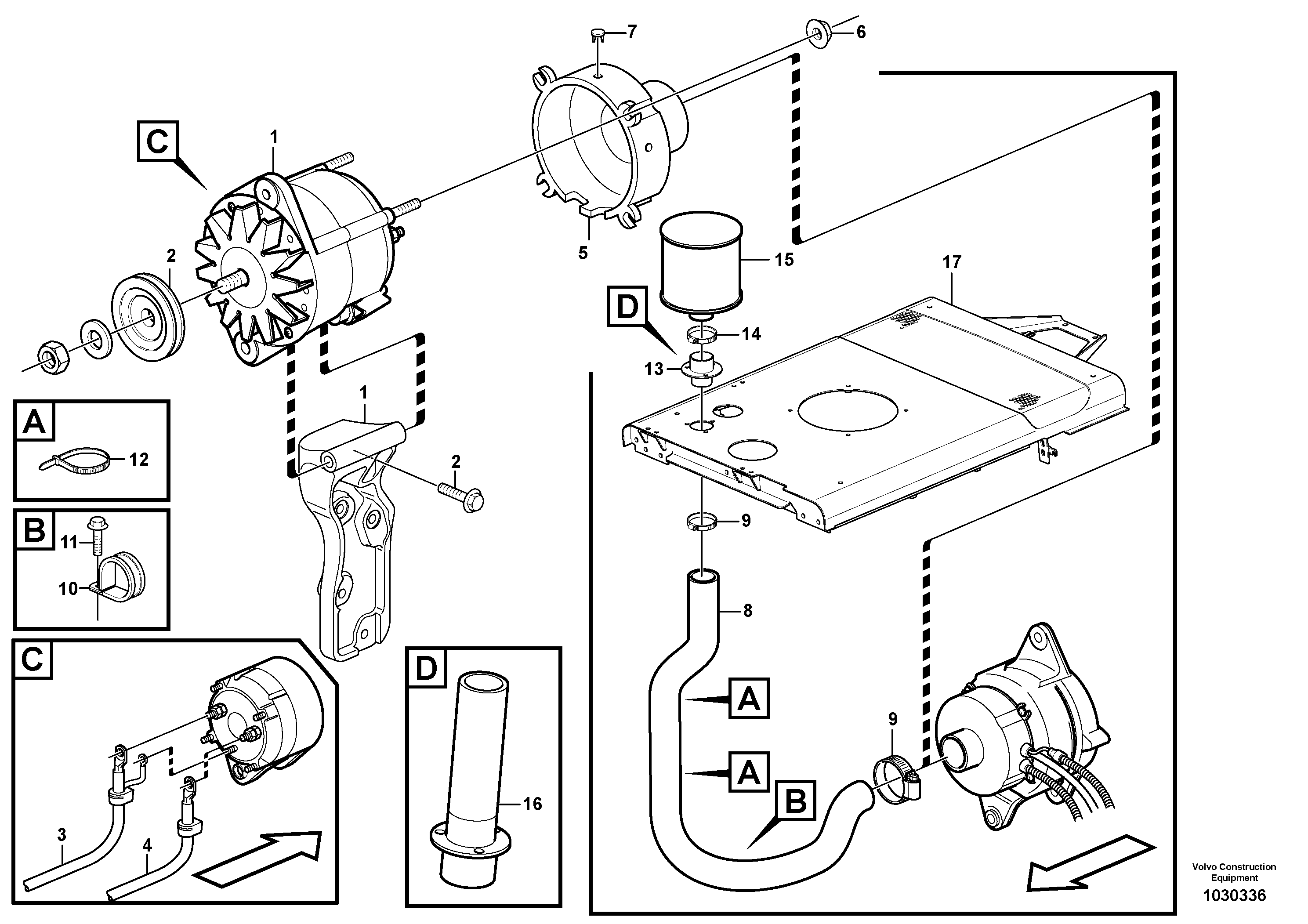 Схема запчастей Volvo L110F - 43493 Alternator with assembling details L110F