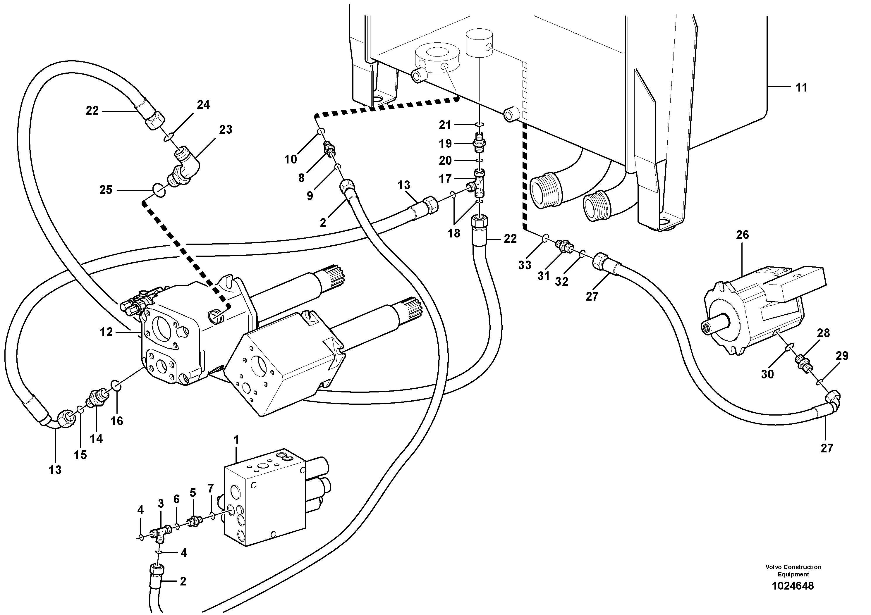 Схема запчастей Volvo L110F - 105631 Hydraulic system, return line L110F