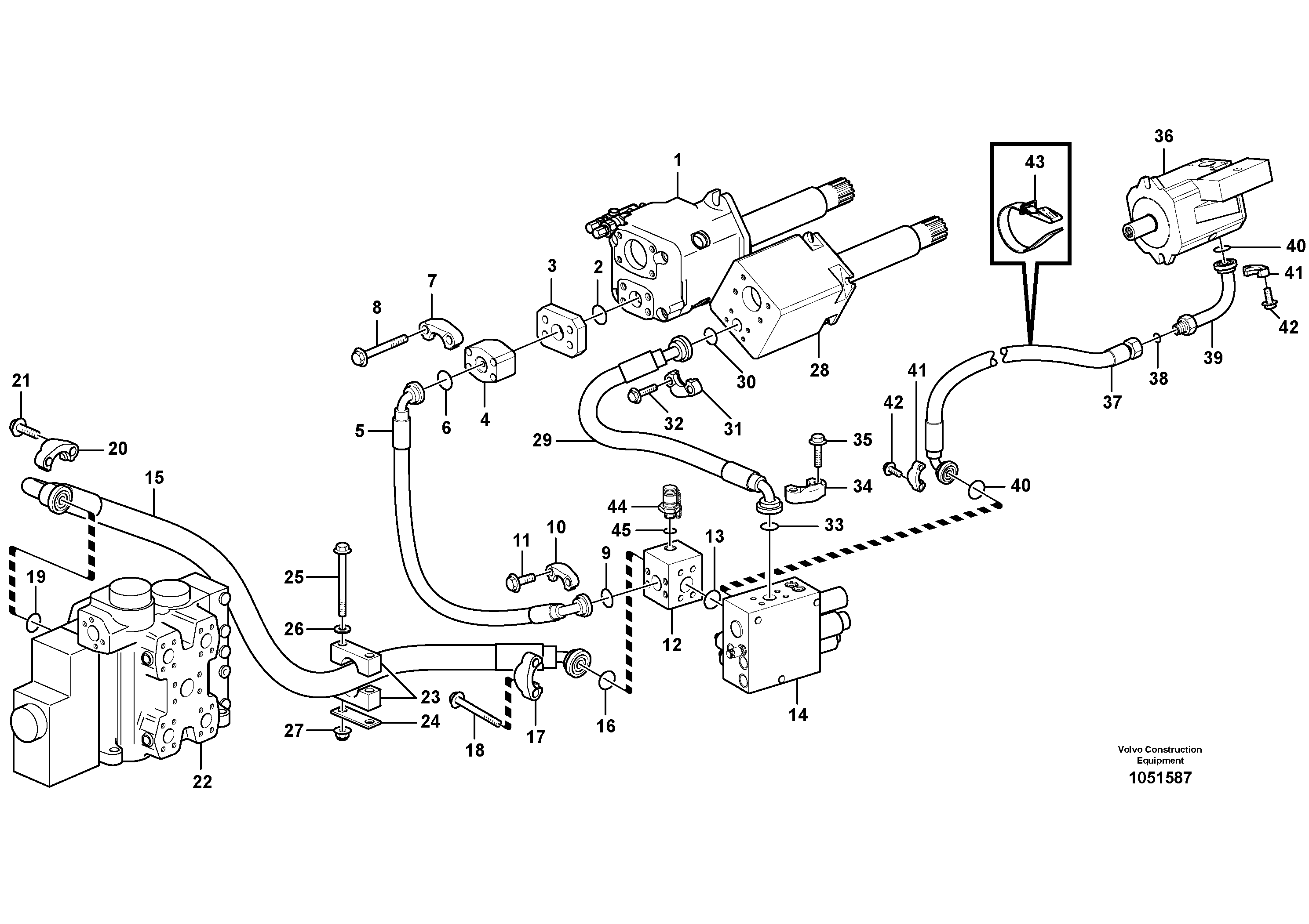 Схема запчастей Volvo L110F - 12601 Hydraulic system, feed line L110F