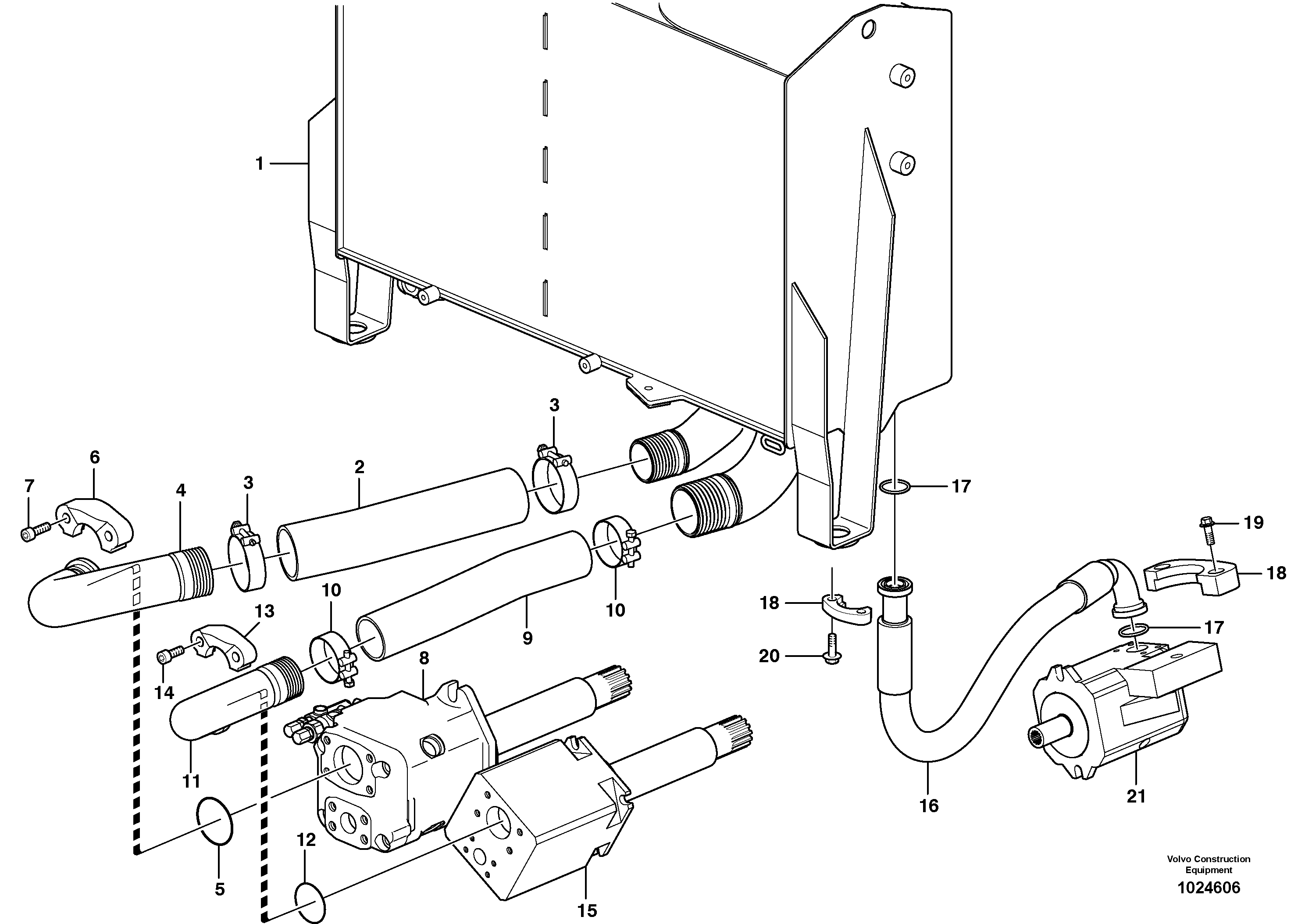 Схема запчастей Volvo L110F - 18993 Suction line, tank - pump L110F