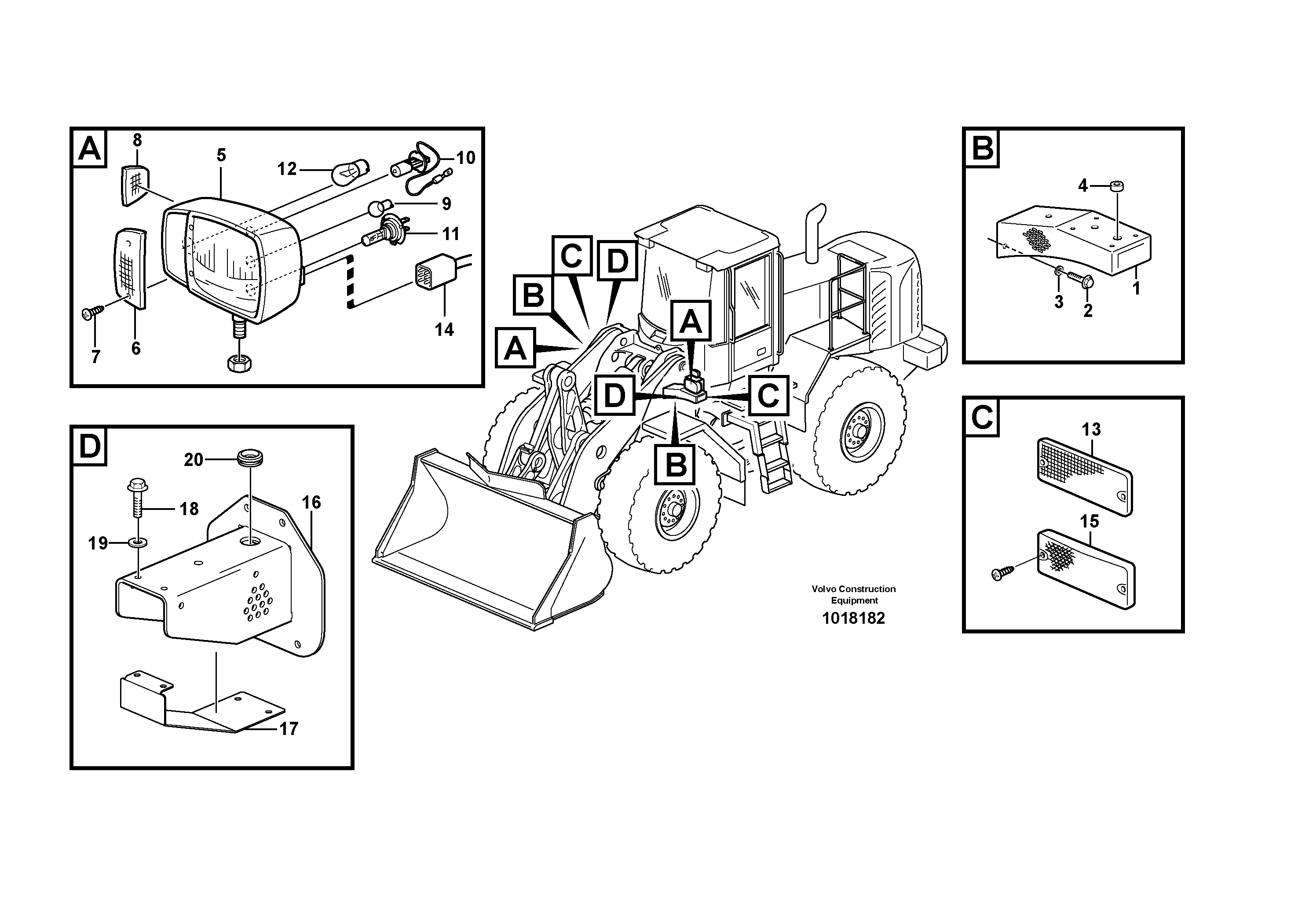 Схема запчастей Volvo L110F - 8796 Lighting, front L110F