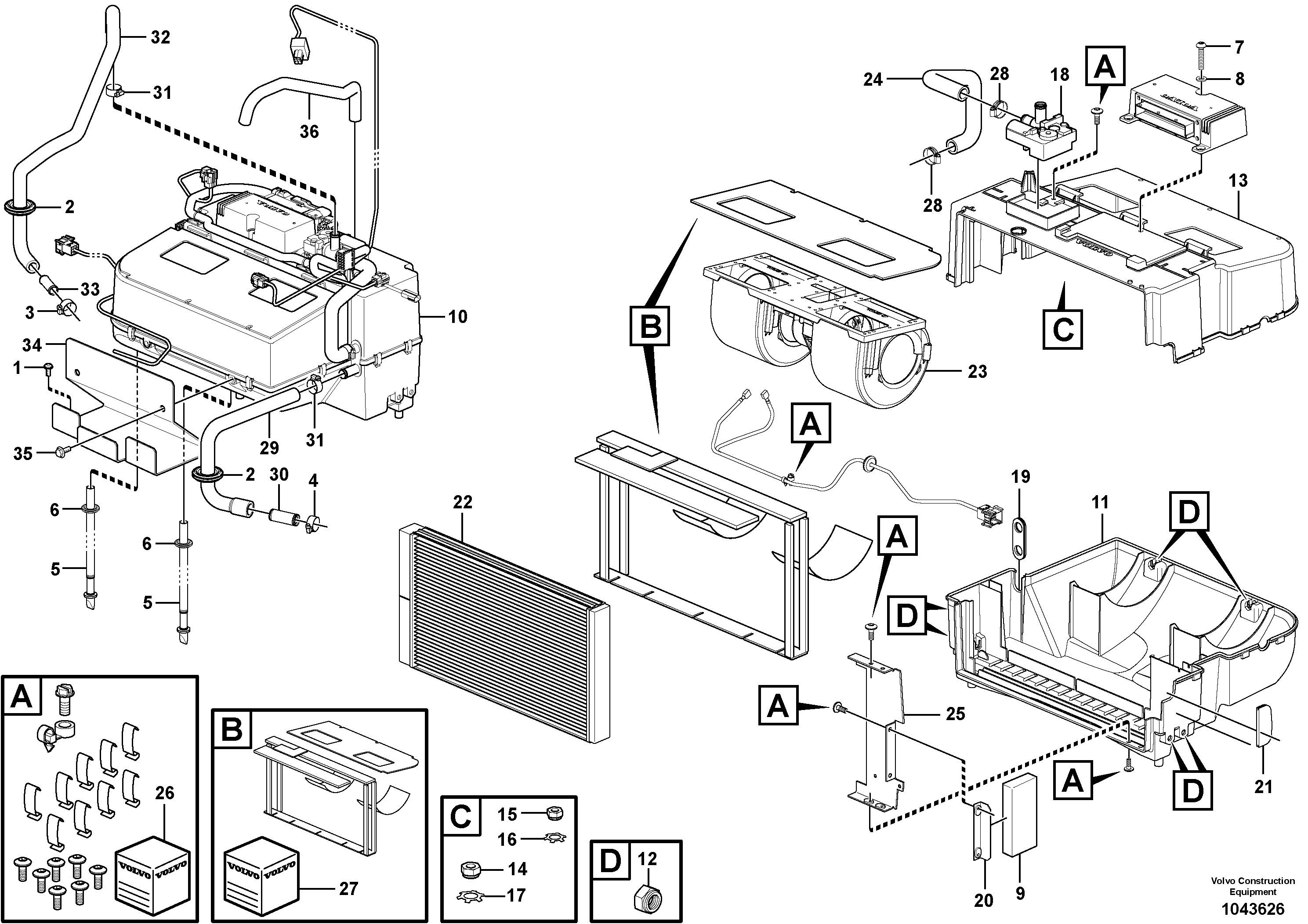 Схема запчастей Volvo L120F - 90719 Fresh air inlet, air filter and fan housing L120F