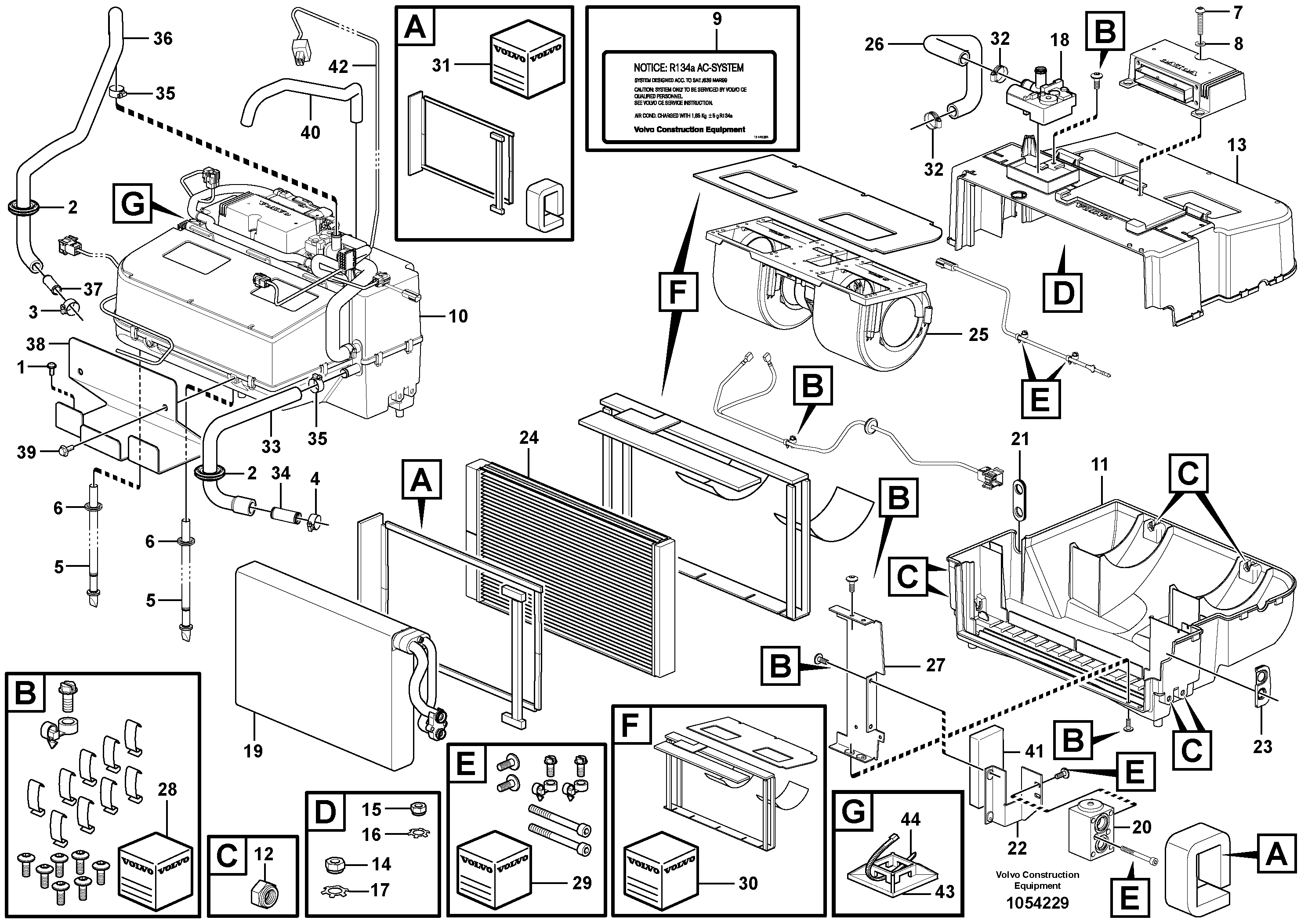 Схема запчастей Volvo L120F - 94515 Fresh air inlet, air filter and fan housing L120F