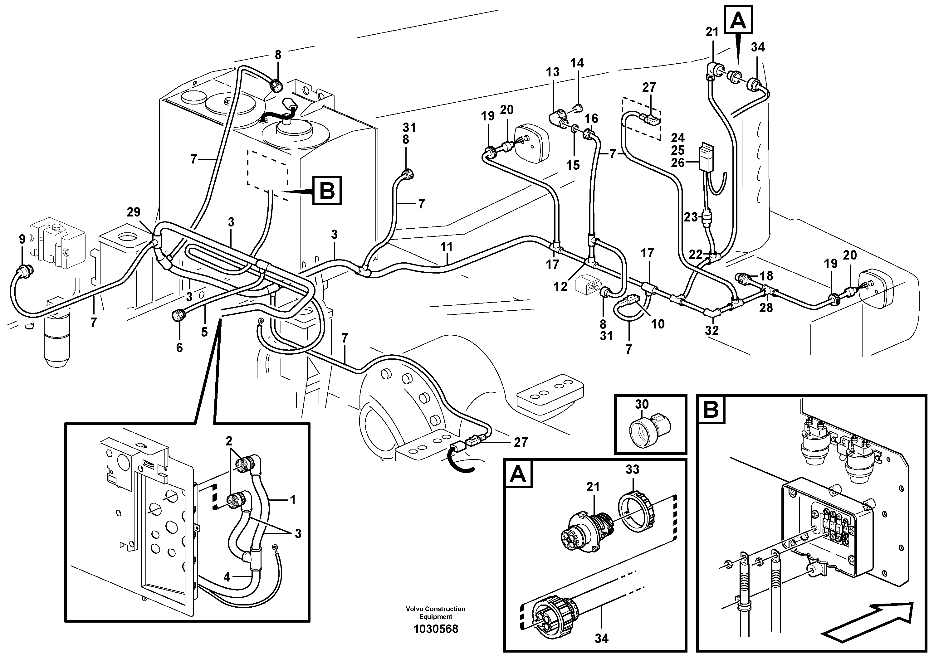 Схема запчастей Volvo L120F - 104249 Cable harness, rear L120F