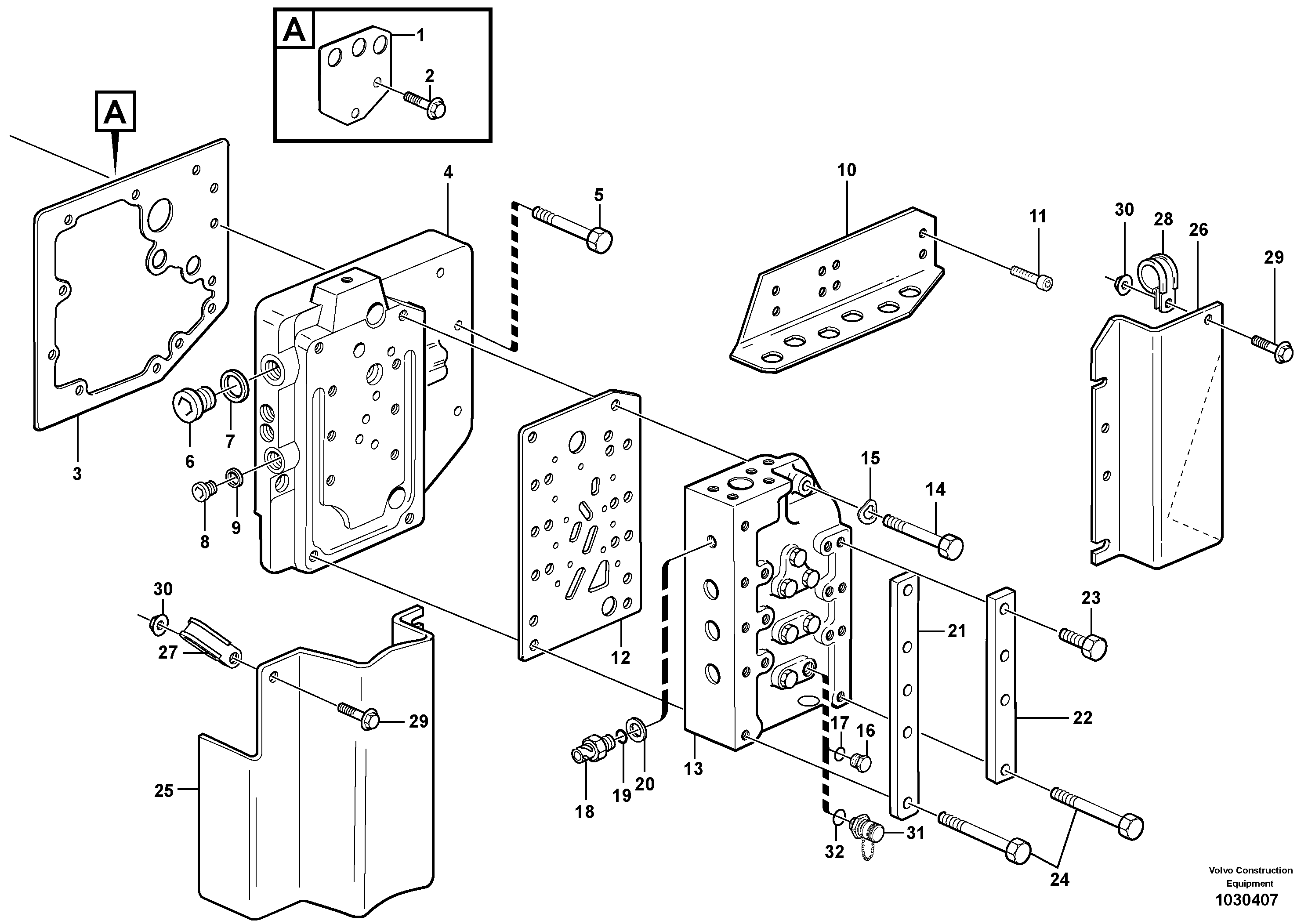 Схема запчастей Volvo L120F - 84784 Range selector valve with fitting parts L120F