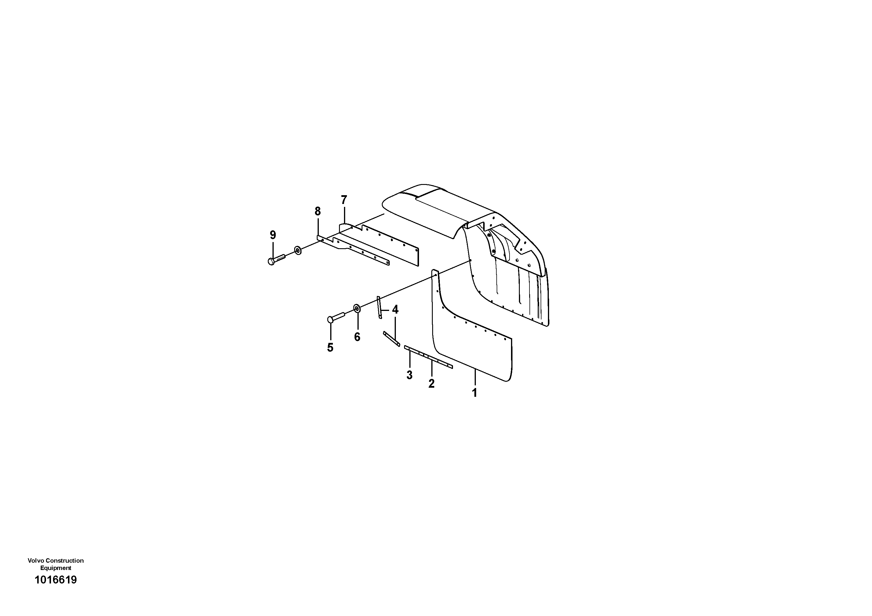 Схема запчастей Volvo L120F - 16089 Mudflap L120F