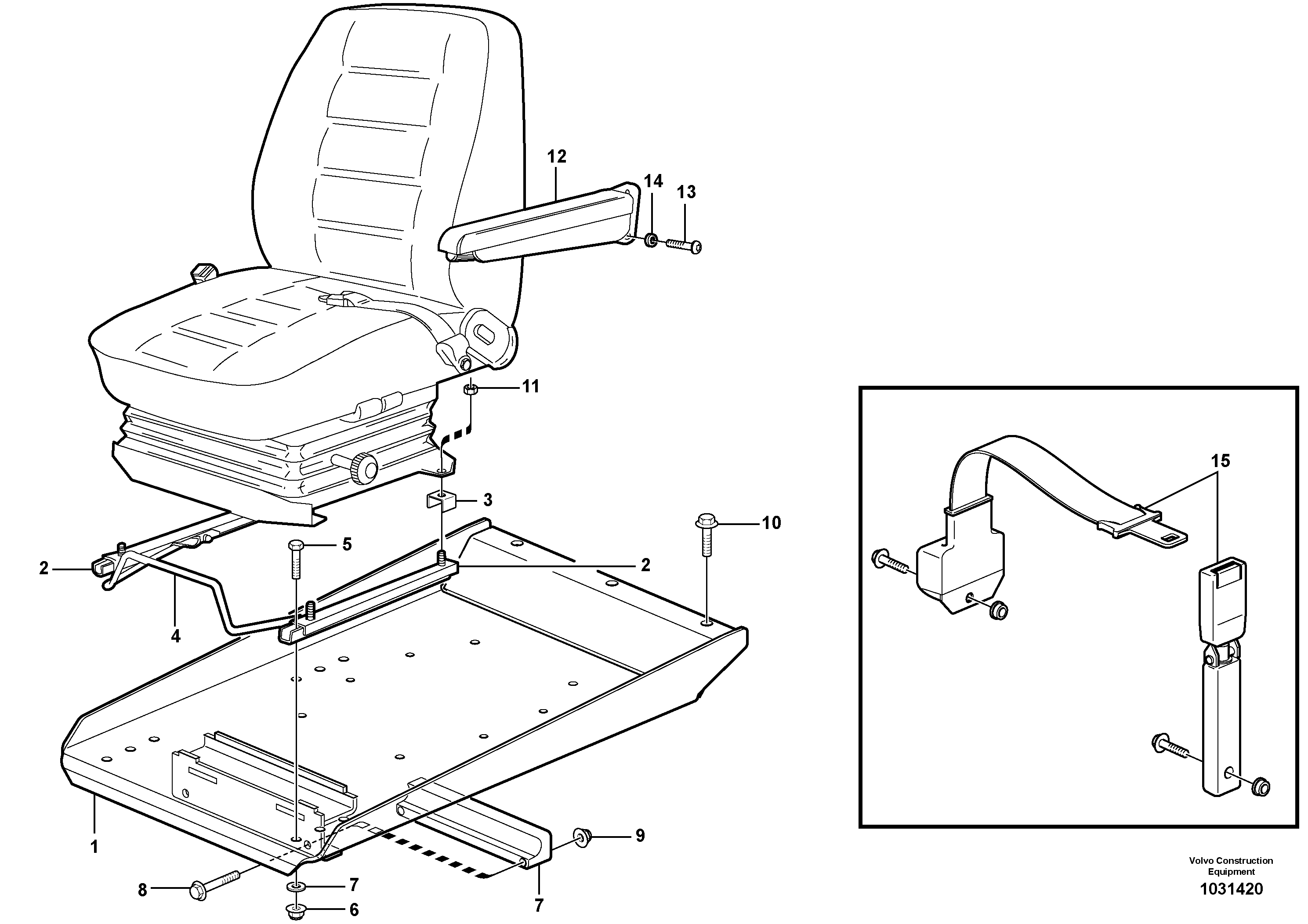 Схема запчастей Volvo L150F - 58284 Operator seat with fitting parts L150F