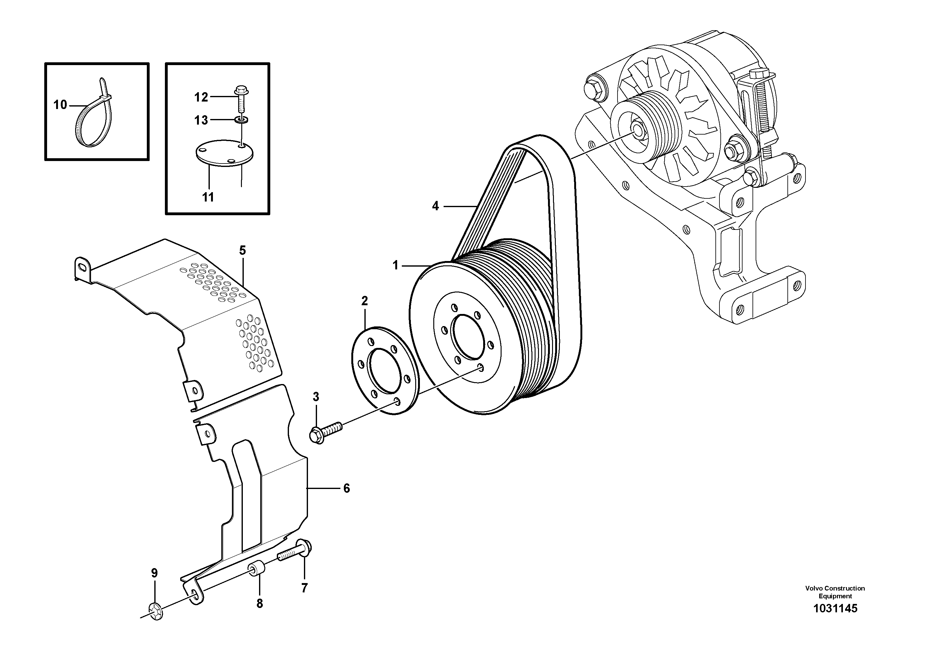 Схема запчастей Volvo L150F - 63302 Drive belt and belt protector L150F