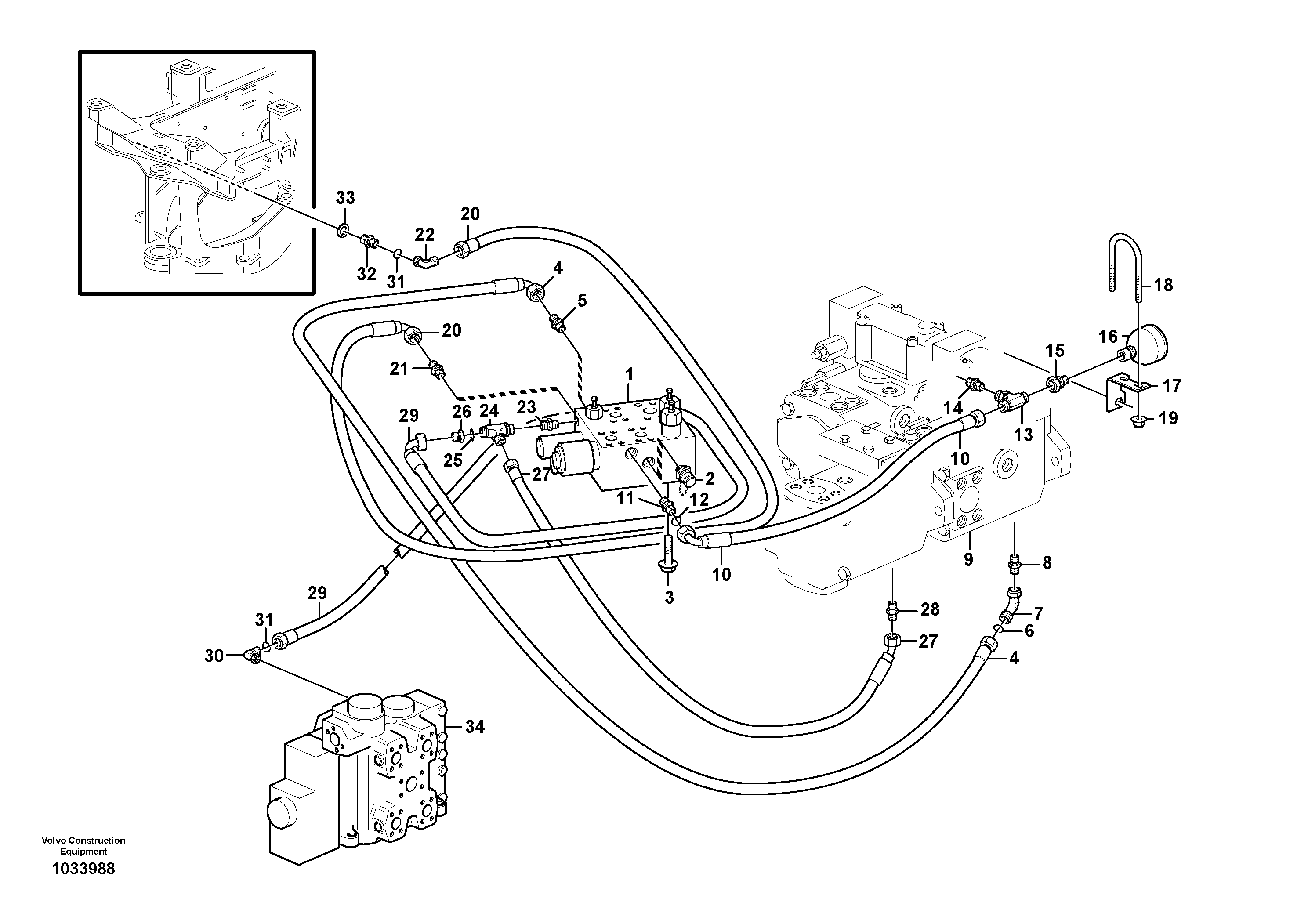 Схема запчастей Volvo L150F - 33629 Load sensing line L150F