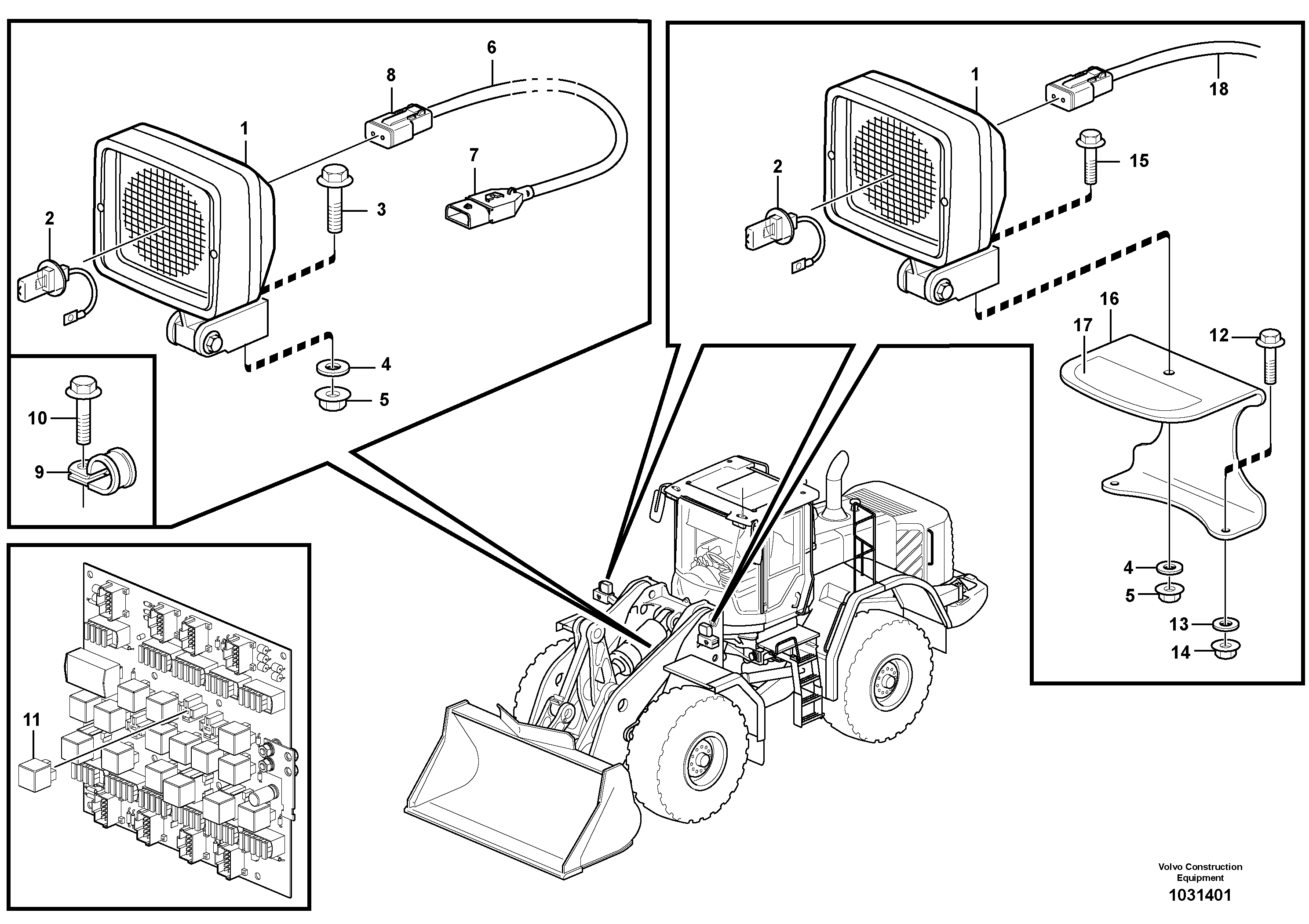 Схема запчастей Volvo L150F - 83449 Work lights, front L150F