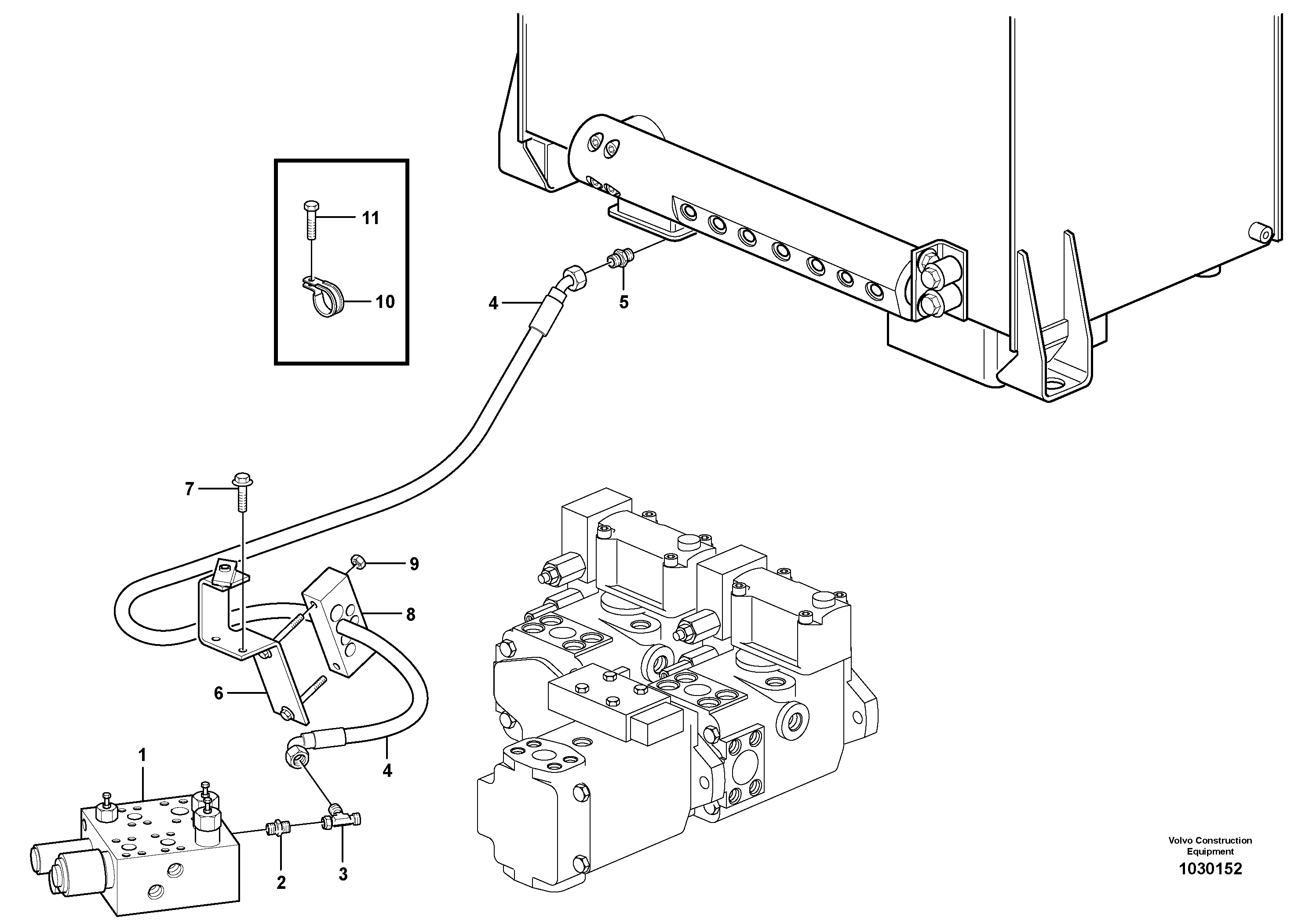 Схема запчастей Volvo L150F - 81711 Draining line, central block L150F