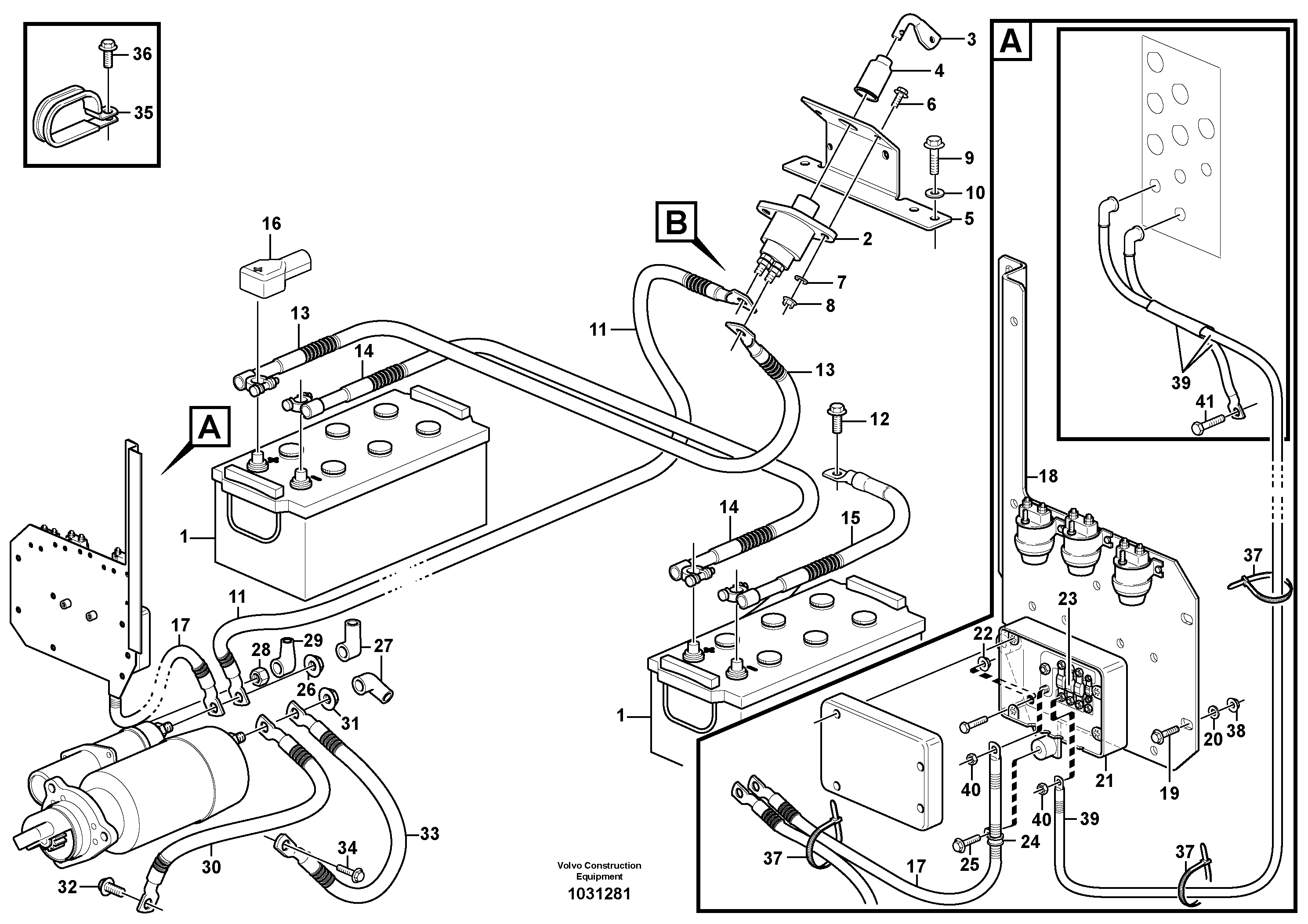 Схема запчастей Volvo L150F - 17960 Battery cable and main switch L150F