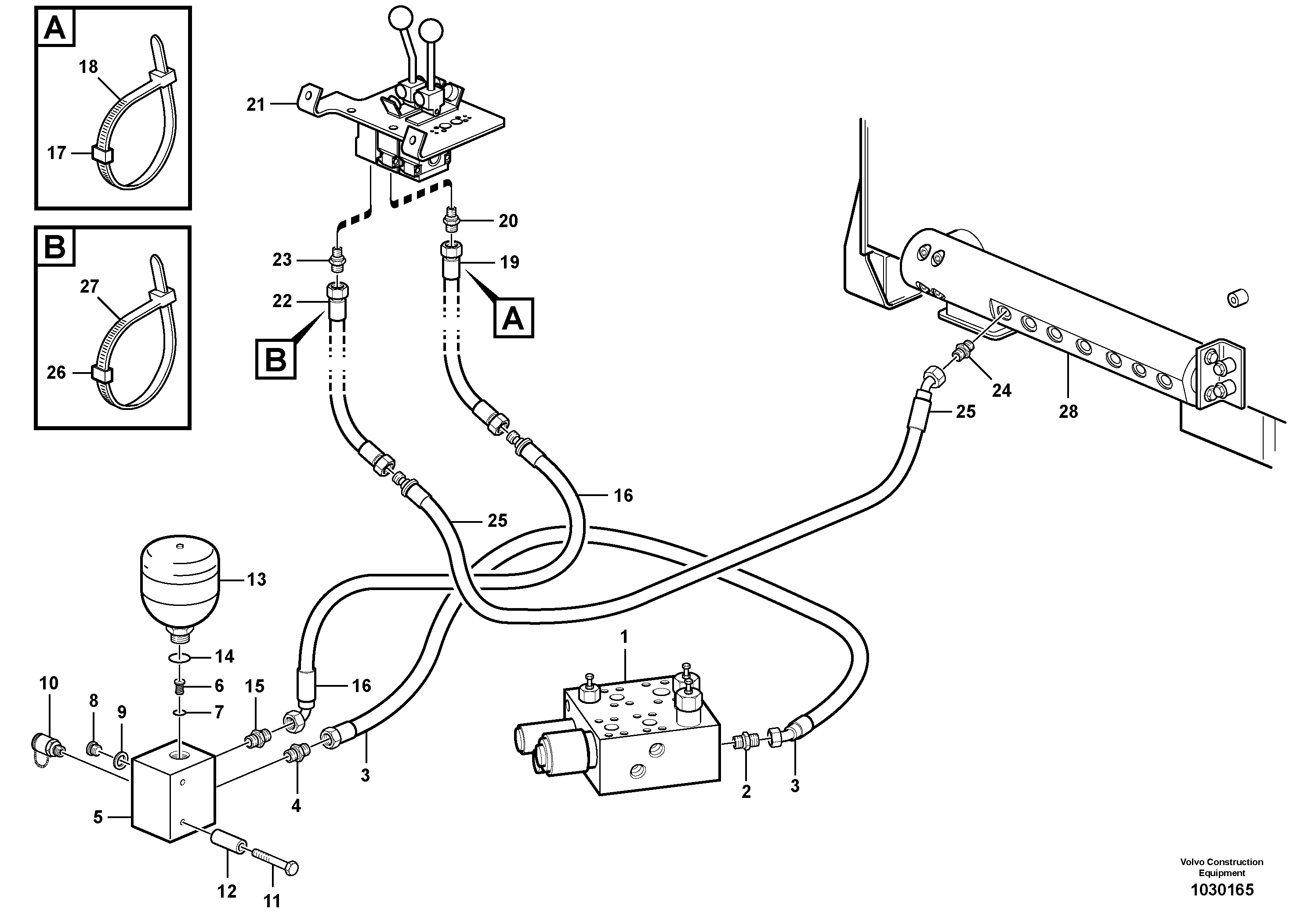 Схема запчастей Volvo L150F - 12043 Servo - hydraulic, feed and return lines L150F