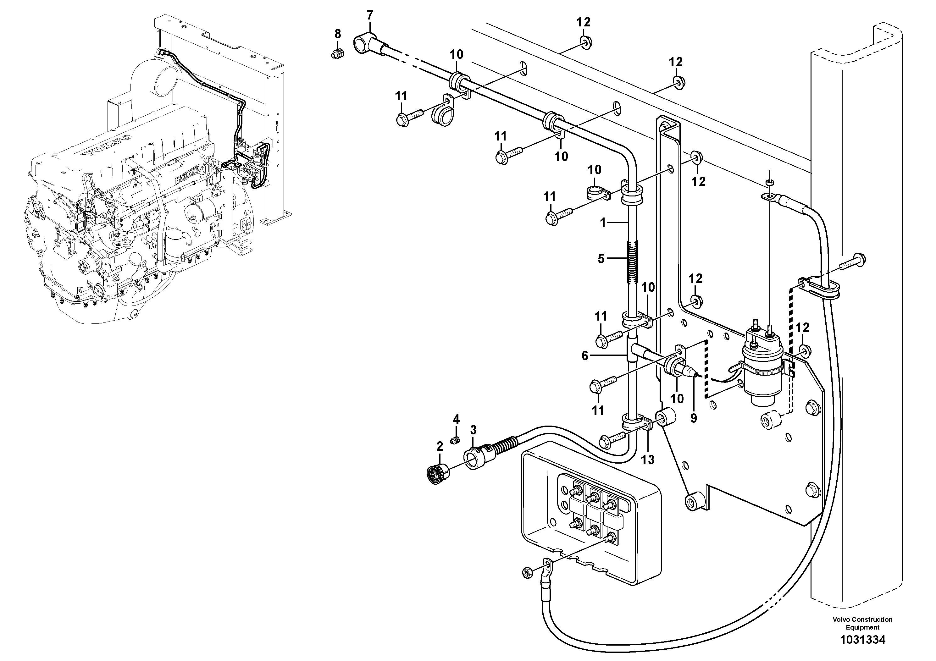 Схема запчастей Volvo L150F - 25453 Cable harness, preheating L150F