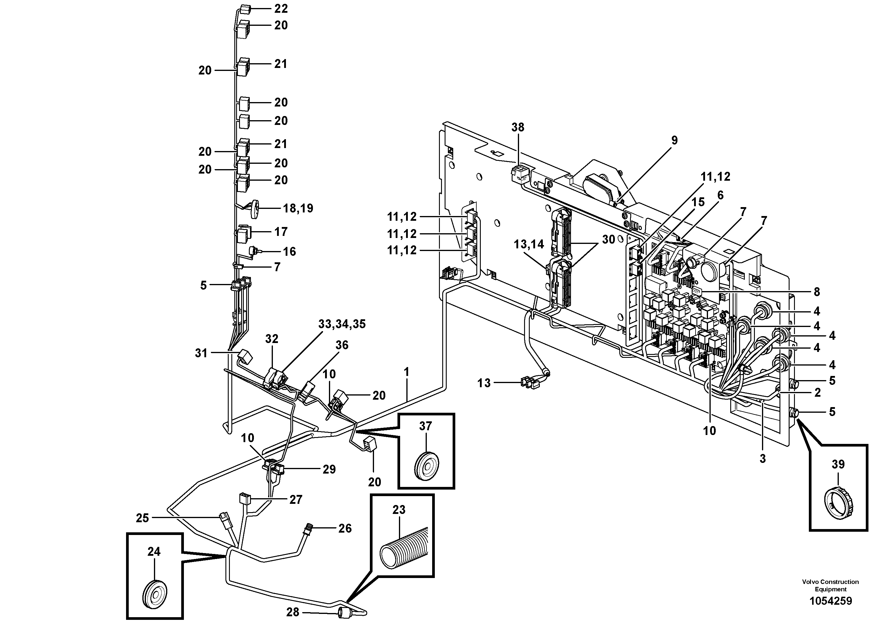 Схема запчастей Volvo L150F - 95393 Cable harness, electrical distribution unit L150F